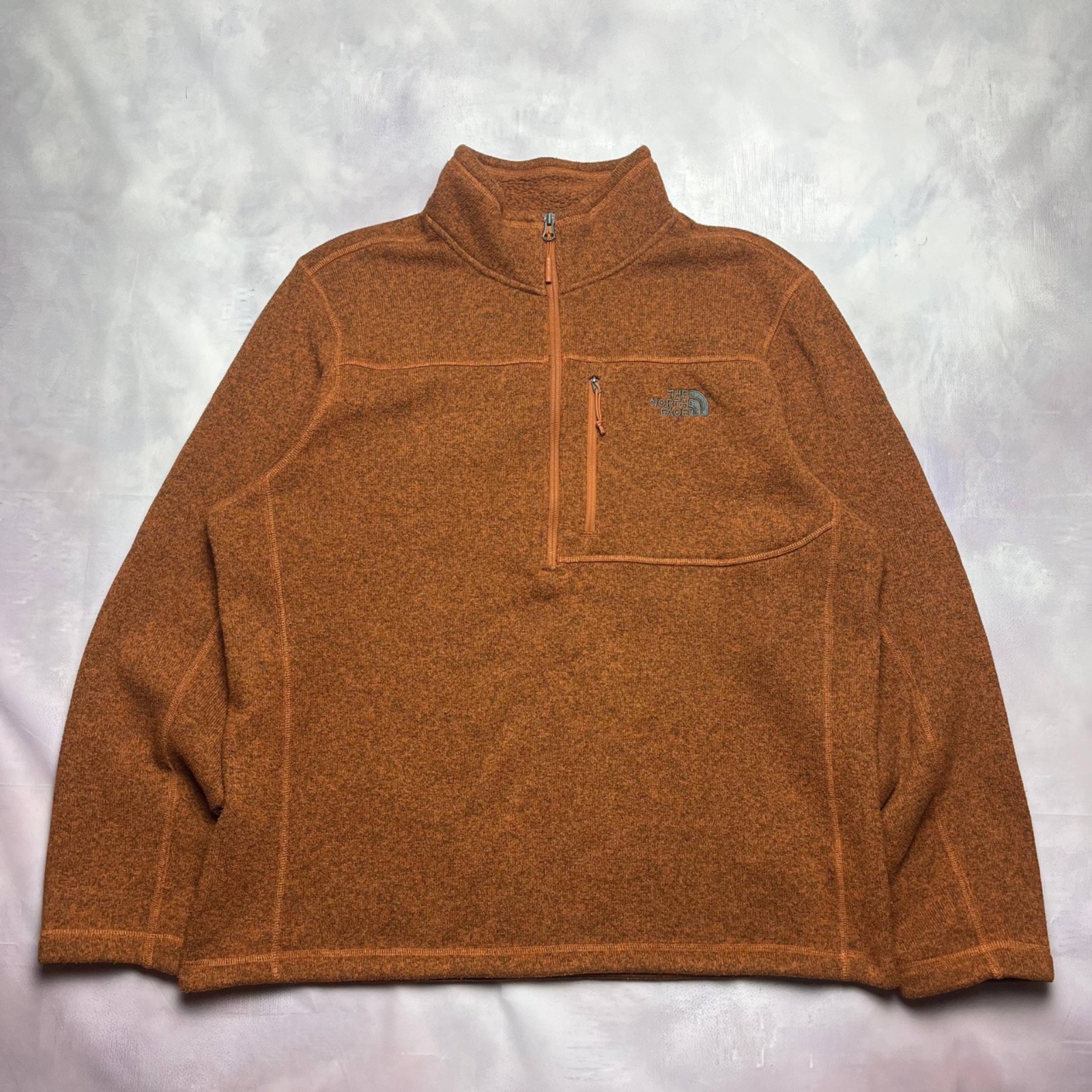 The North Face Men’s 1/4 Zip Fleece Pullover Jacket Orange Brown Size XL