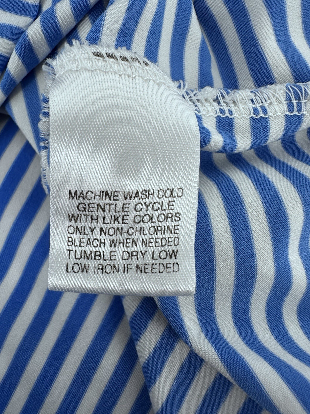 Roundtree & Yorke Mens L White And Blue Striped Performance Polo Shirt Stretch