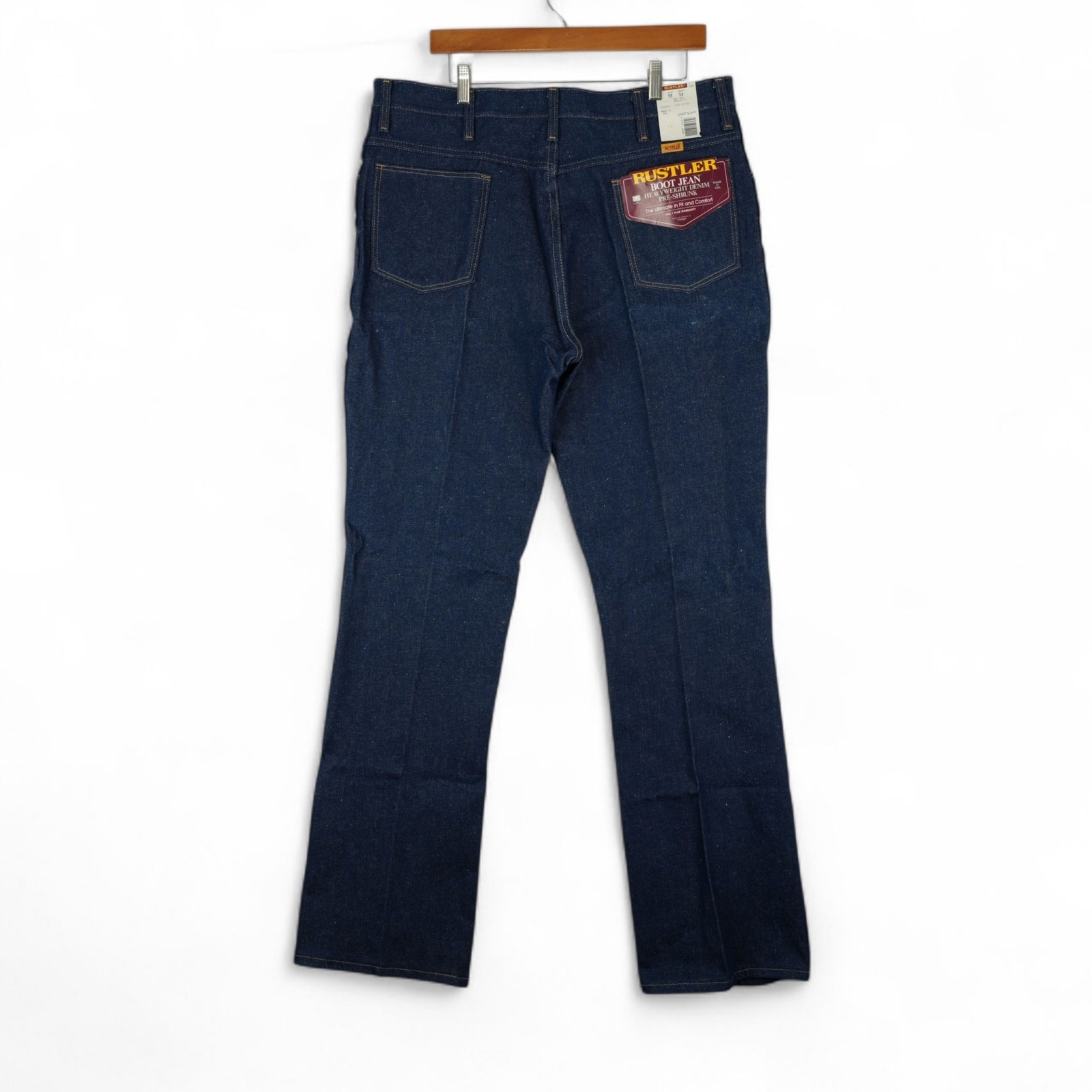 Vtg Rustler by Wrangler Jeans Mens 38×34 Blue Boot Cut Regular Fit USA Deadstock