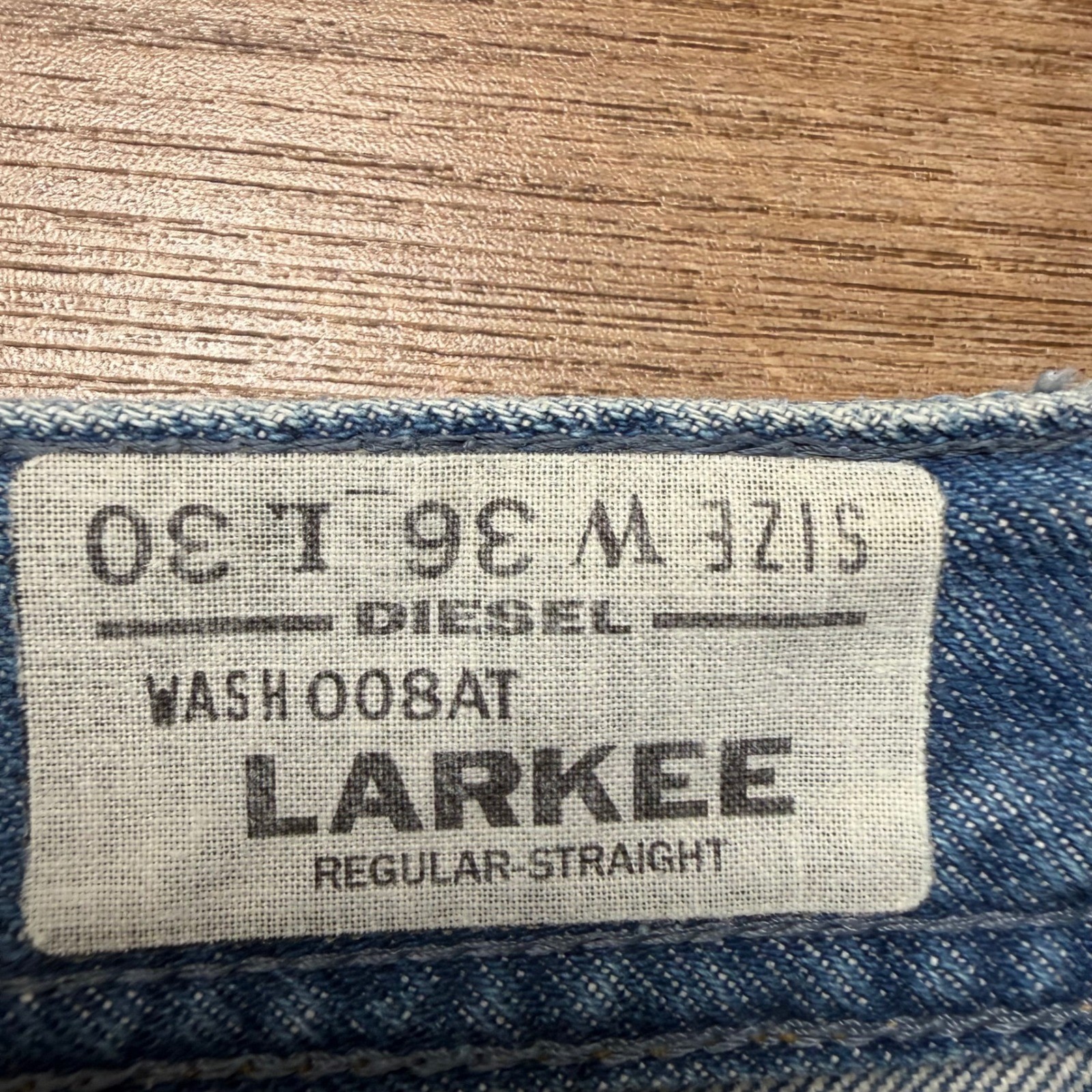 Diesel Larkee Jeans Mens 36×30 Blue Regular Straight Leg Wash 008AT Button Fly