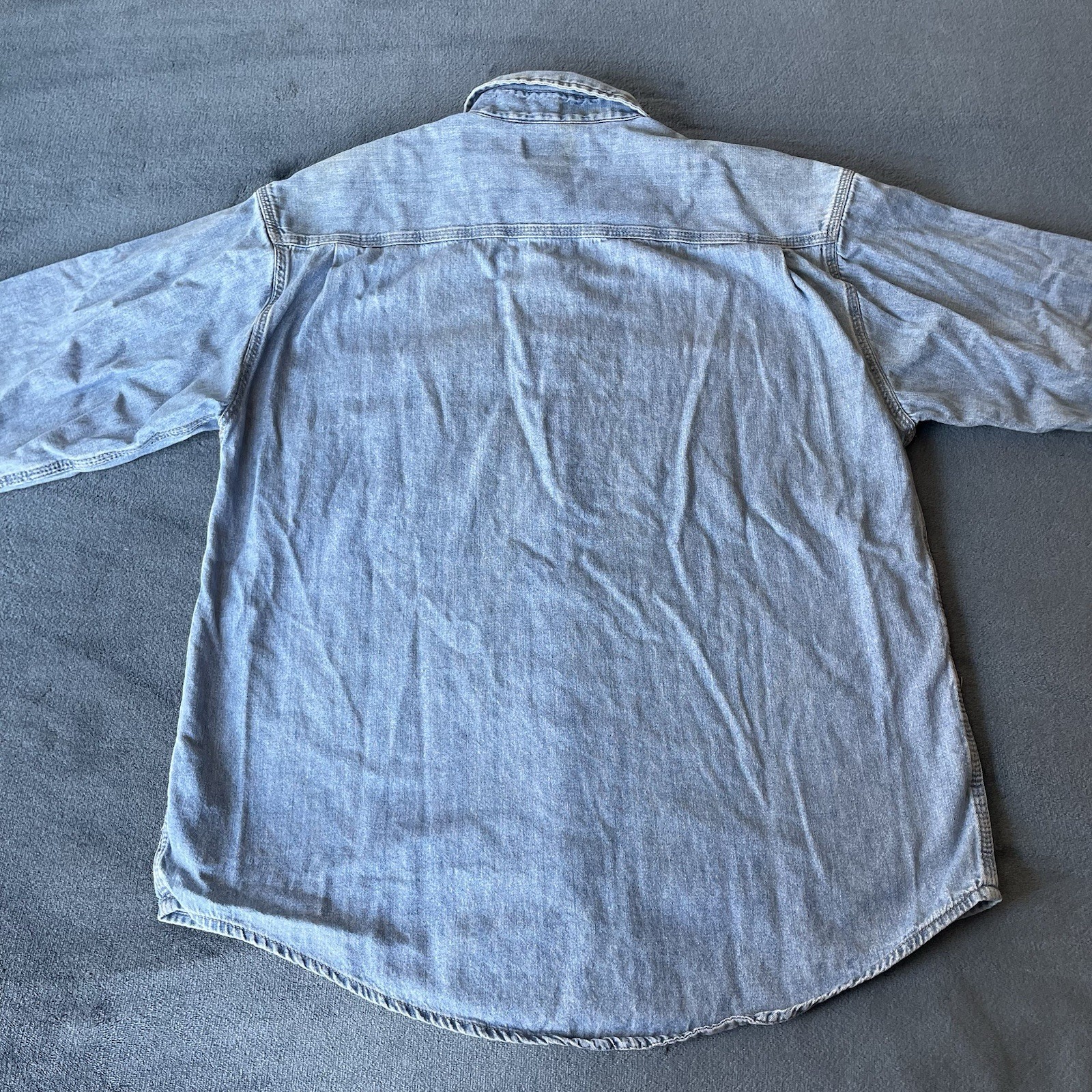 Rustler Legendary Gold By Wrangler Blue Jean Long Sleeve Button Up Shirt Medium