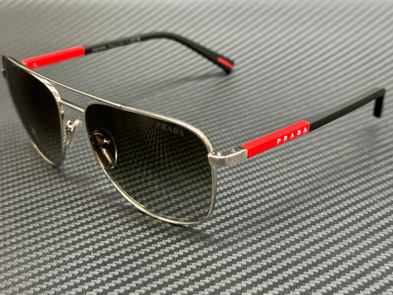 PRADA LINEA ROSSA PS 54ZS 1BC02M Silver Grey Gradient Men’s 60 mm Sunglasses