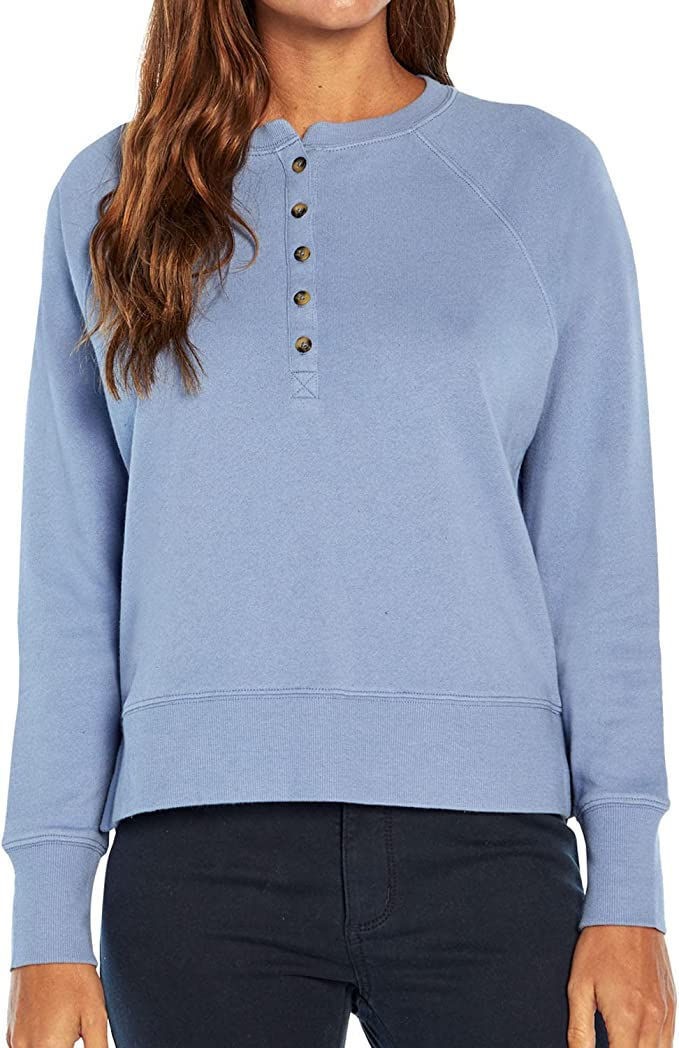 Gap Women’s Henley Sweatshirt English Manor Blue, Size X-Small