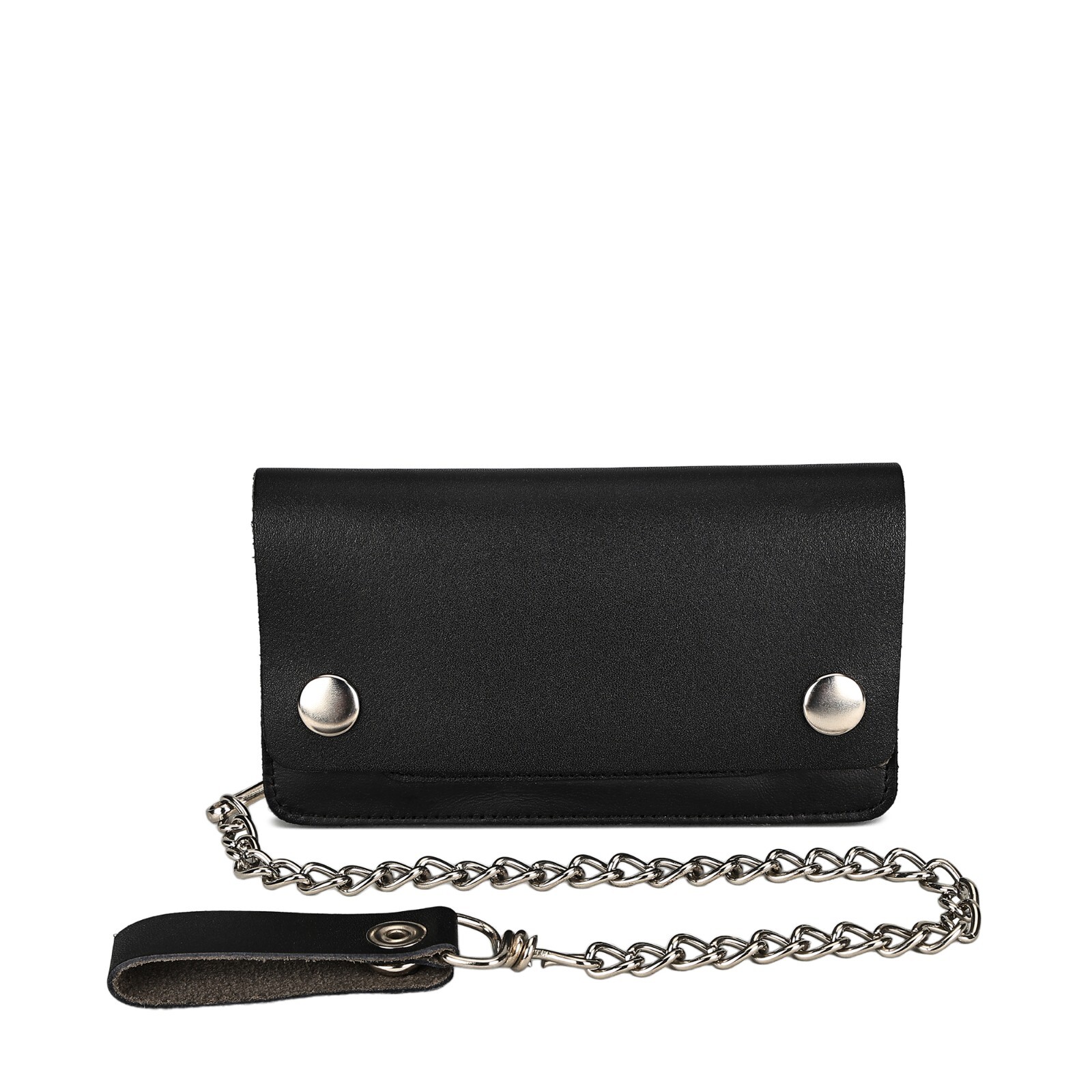 Leatherboss Men Motorcycle Trucker Biker Chain Wallet With Inside Zipper, Black