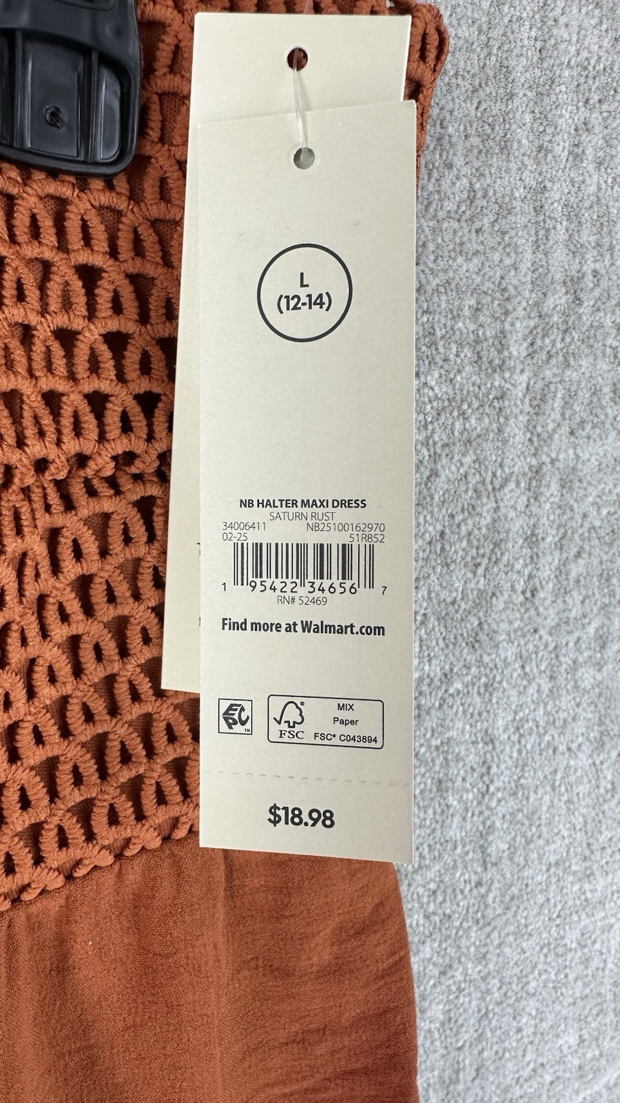 No Boundaries Maxi Dress Womens L (12-14) Saturn Rust Strapless NWT Burnt Orange