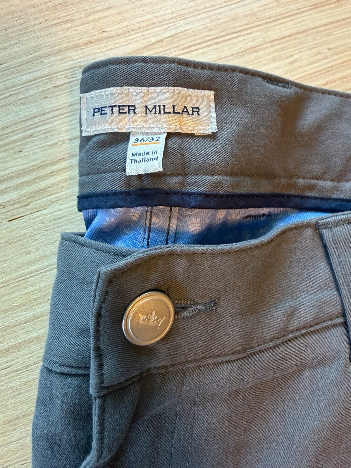 Peter Millar Men’s Pants 36×32 Gray 5-Pocket Golf Chino Casual