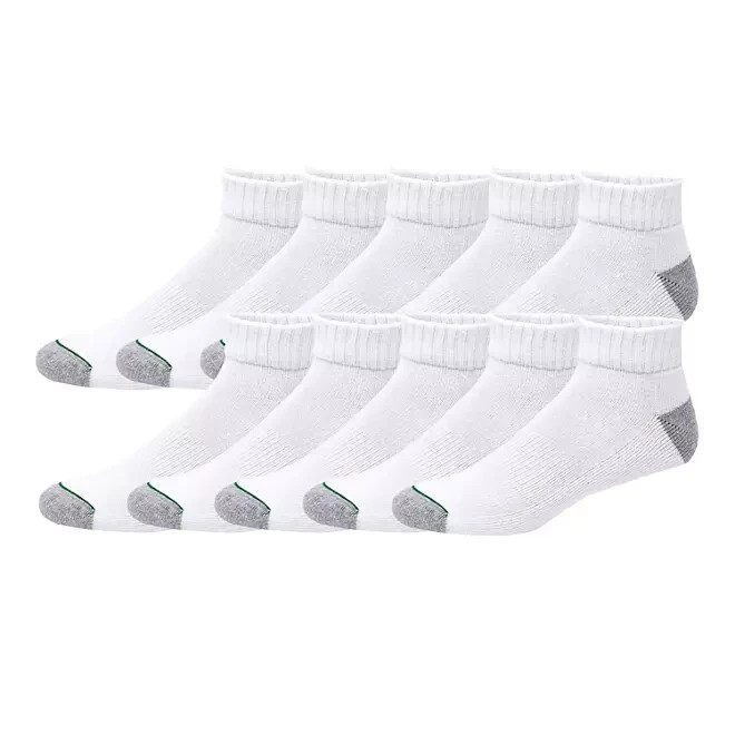 Men’s Quarter Socks White 10 Pairs
