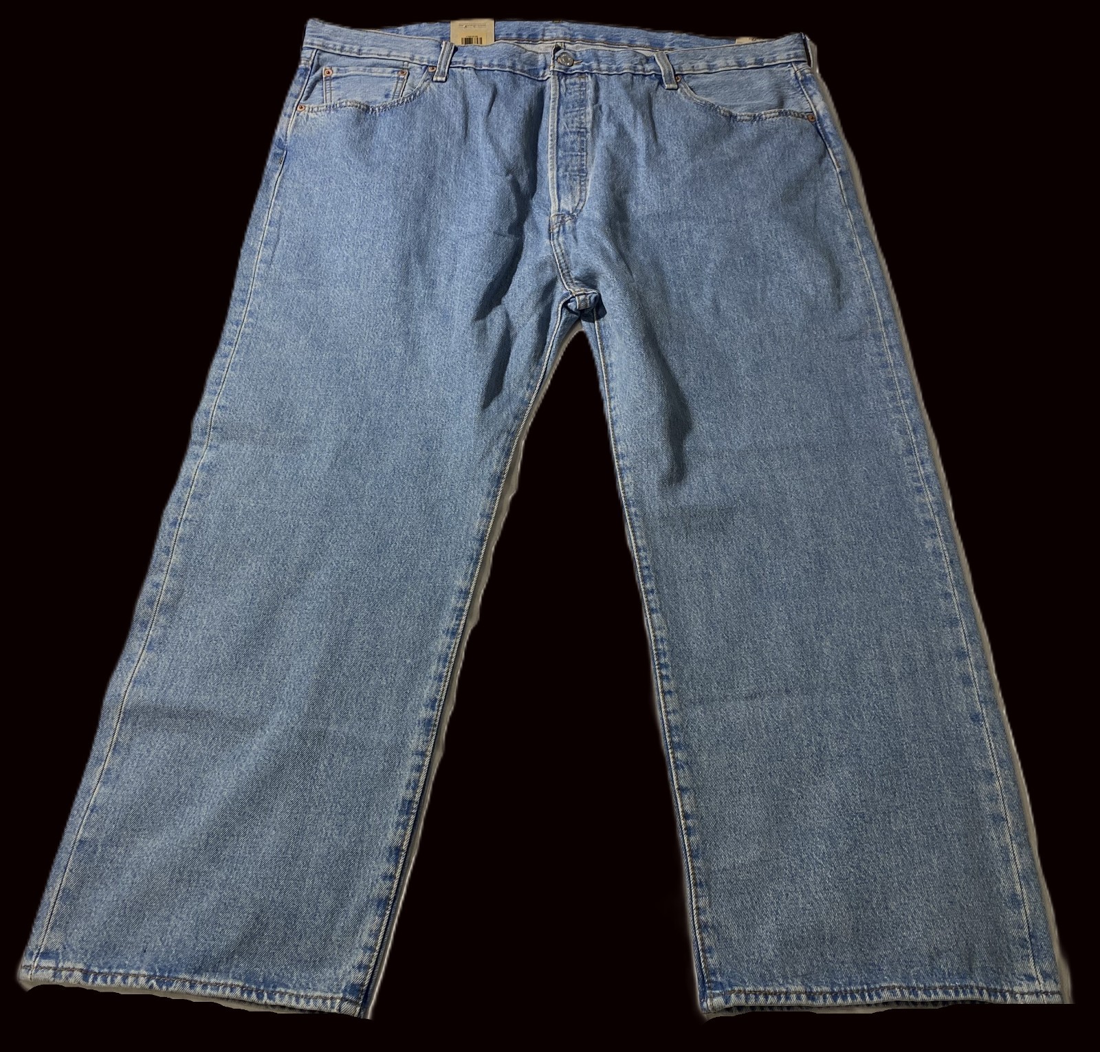 Levis 501 – 46 x 29 (28) Blue Light Wash Denim Jeans Button Fly Straight Leg NWT