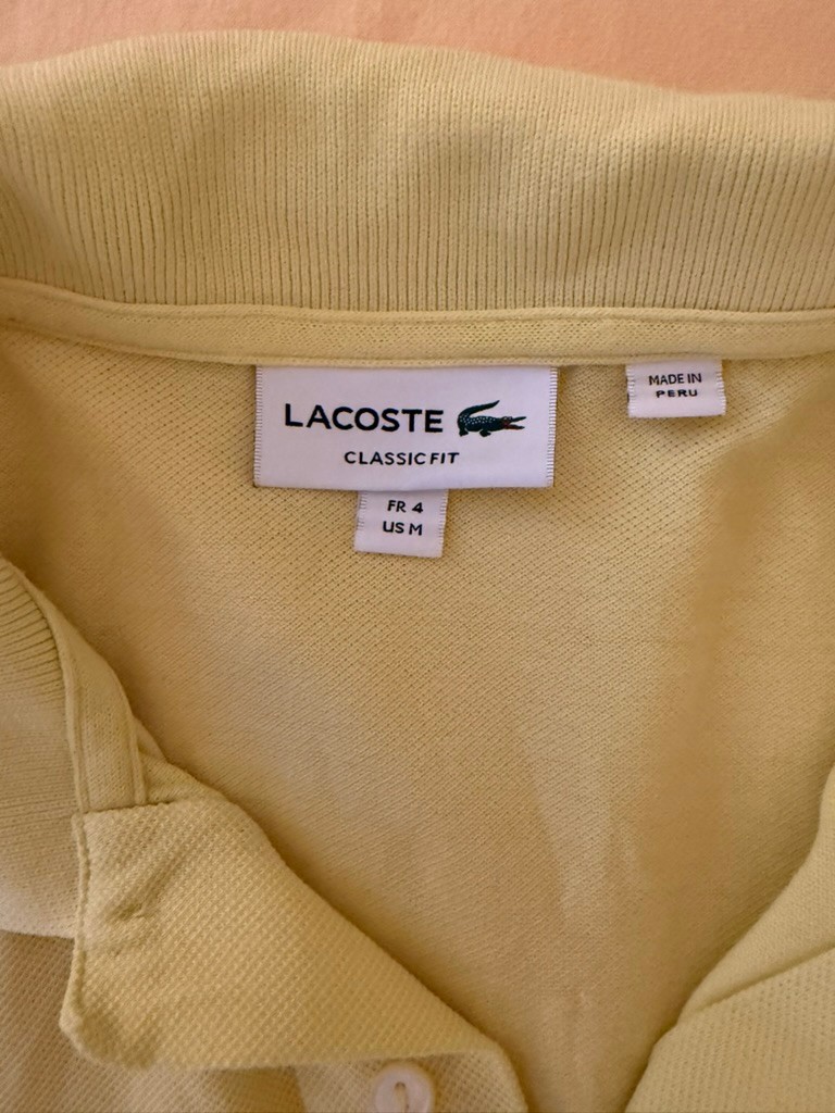 Lacoste polo shirt men medium yellow