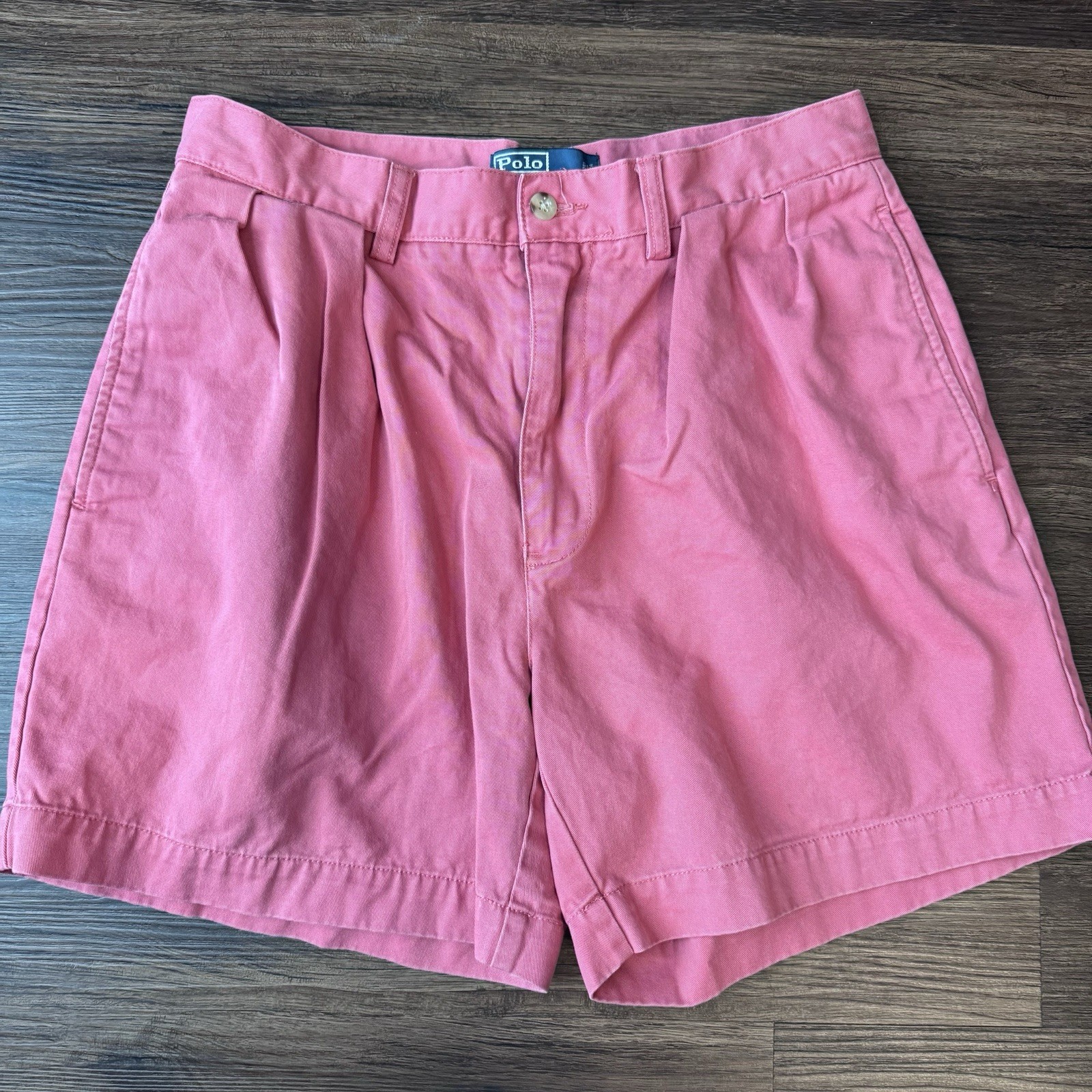 Vtg Polo Ralph Lauren Andrew Shorts Men 32 Chino 6” Inseam Pleated Preppy 90s
