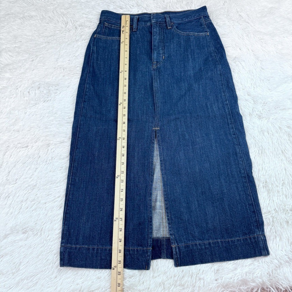 J Crew New Denim midi skirt in rinse wash slit front high waist blue women 27