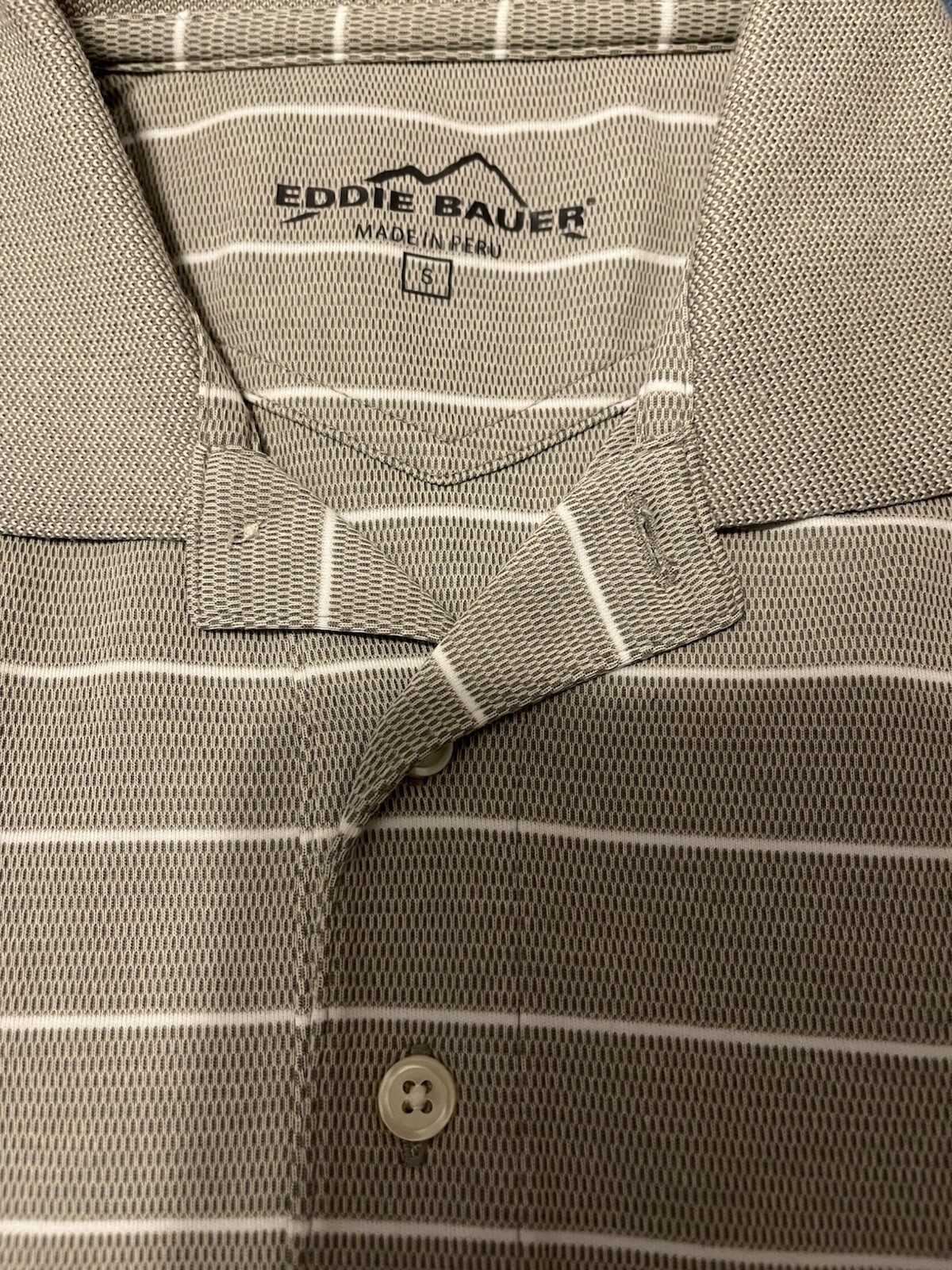 EDDIE BAUER COCONA PERFORMANCE HEATHER GRAY TAUPE POLO SHIRT MEN SMALL EUC