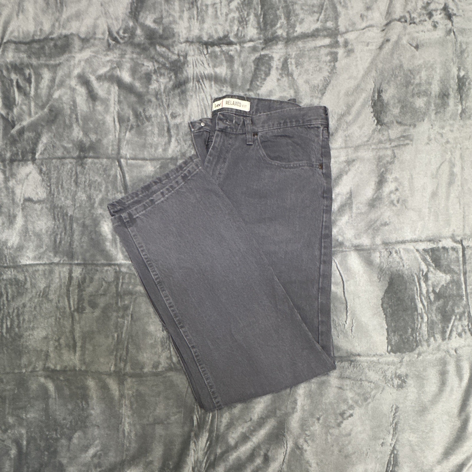 Lee Men’s Gray Wash Denim Jeans Straight Fit 34×32