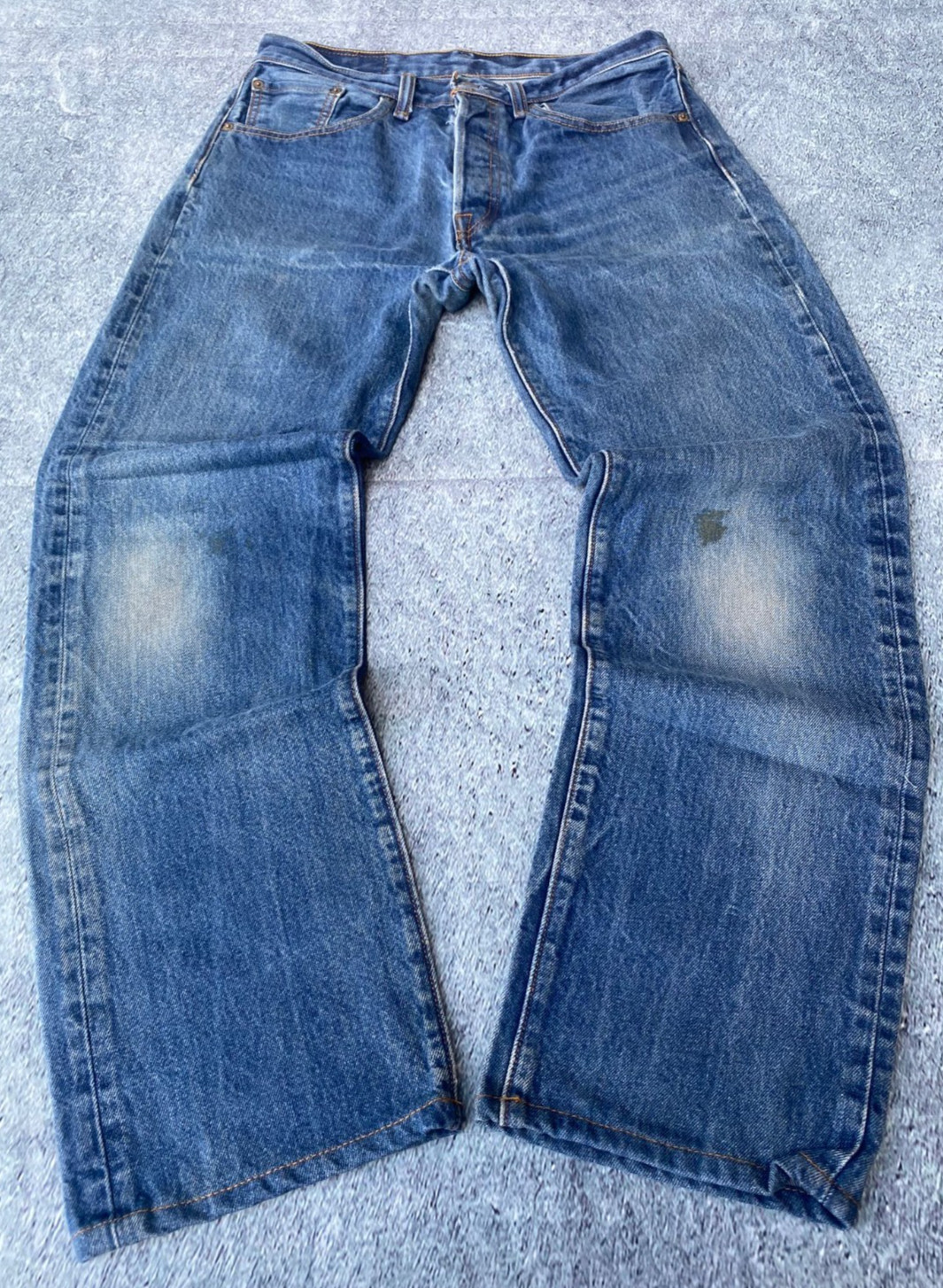 Levi’s 501 Original Shrink-To-Fit Jeans Mens W32 L36 Blue Denim Faded Button Fly