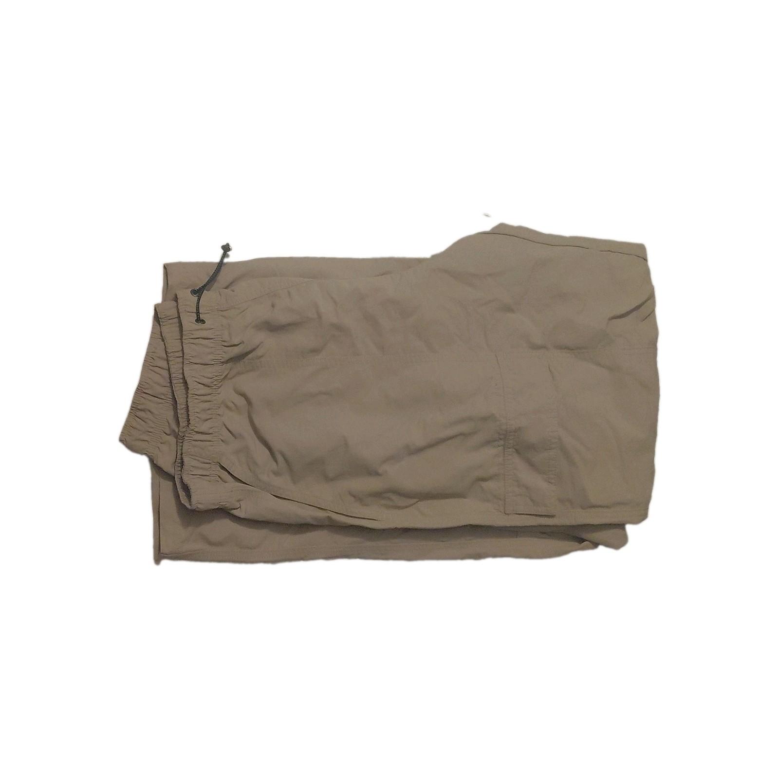Men’s Beige Nylon Ripstop Cargo Pants Drawstring Cuffs Tapered 34W M