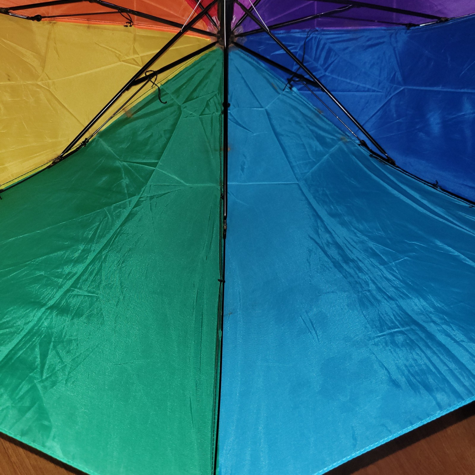 NEW ESSEX MFG Rainbow Umbrella Canopy Push Button Open Gay Lesbian Pride