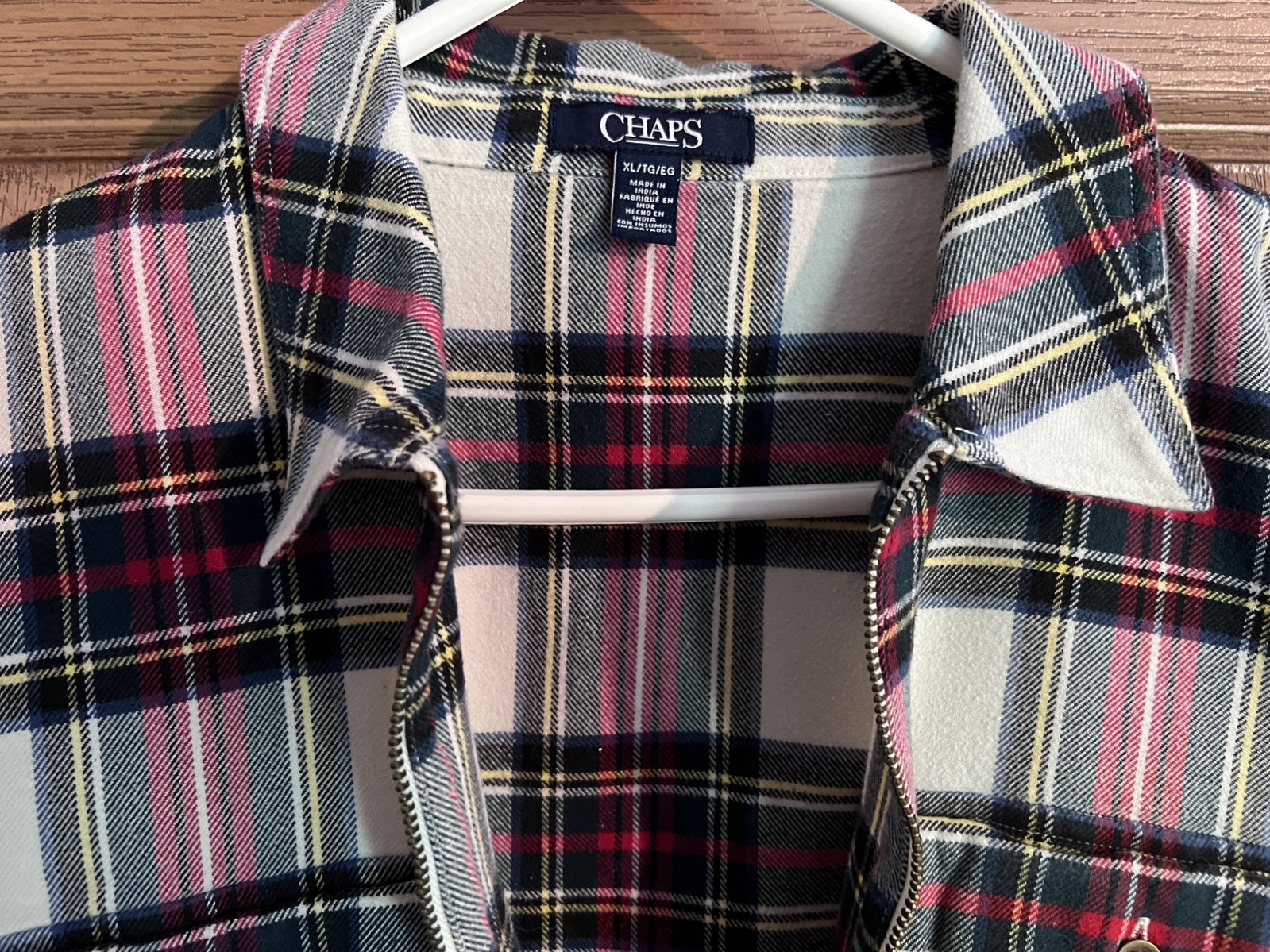 Chaps Women’s XL Full Zip Shirt Multicolor Plaid 100% Cotton