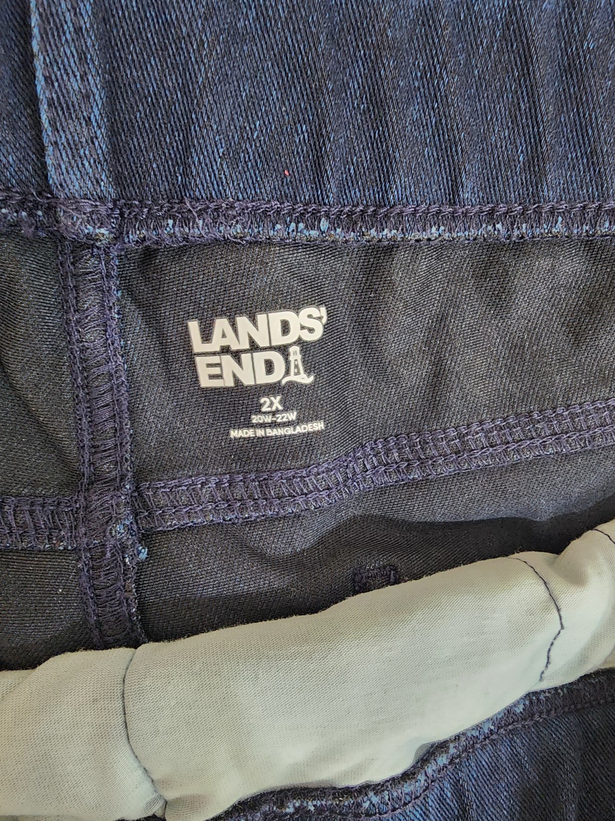 Lands’ End Starfish pull on Jeans 2X Plus Dark Indigo Wash Elastic Waist