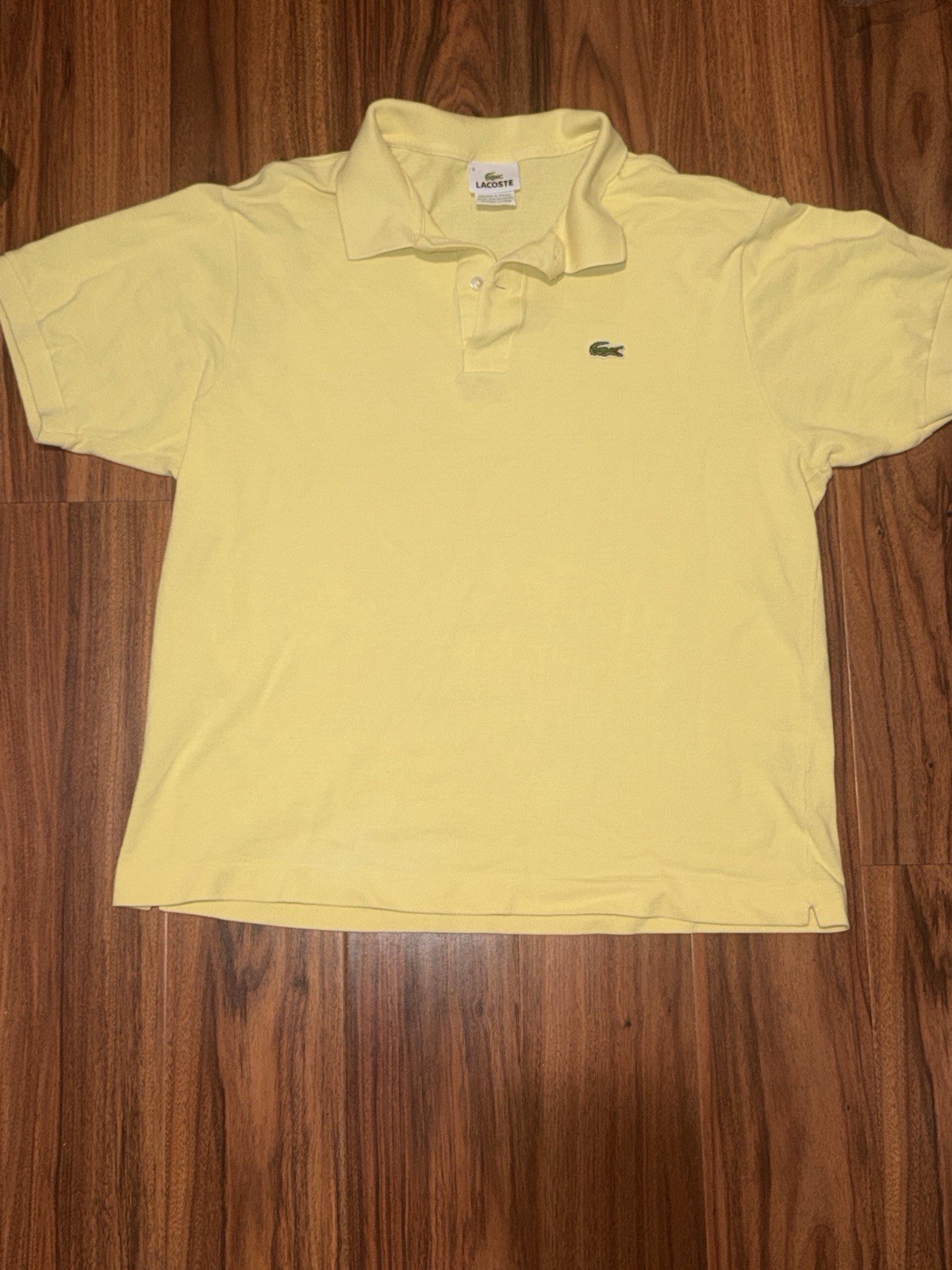 Lacoste Yellow Polo Shirt Men’s 6 Regular Fit Short Sleeve Solid Cotton Logo