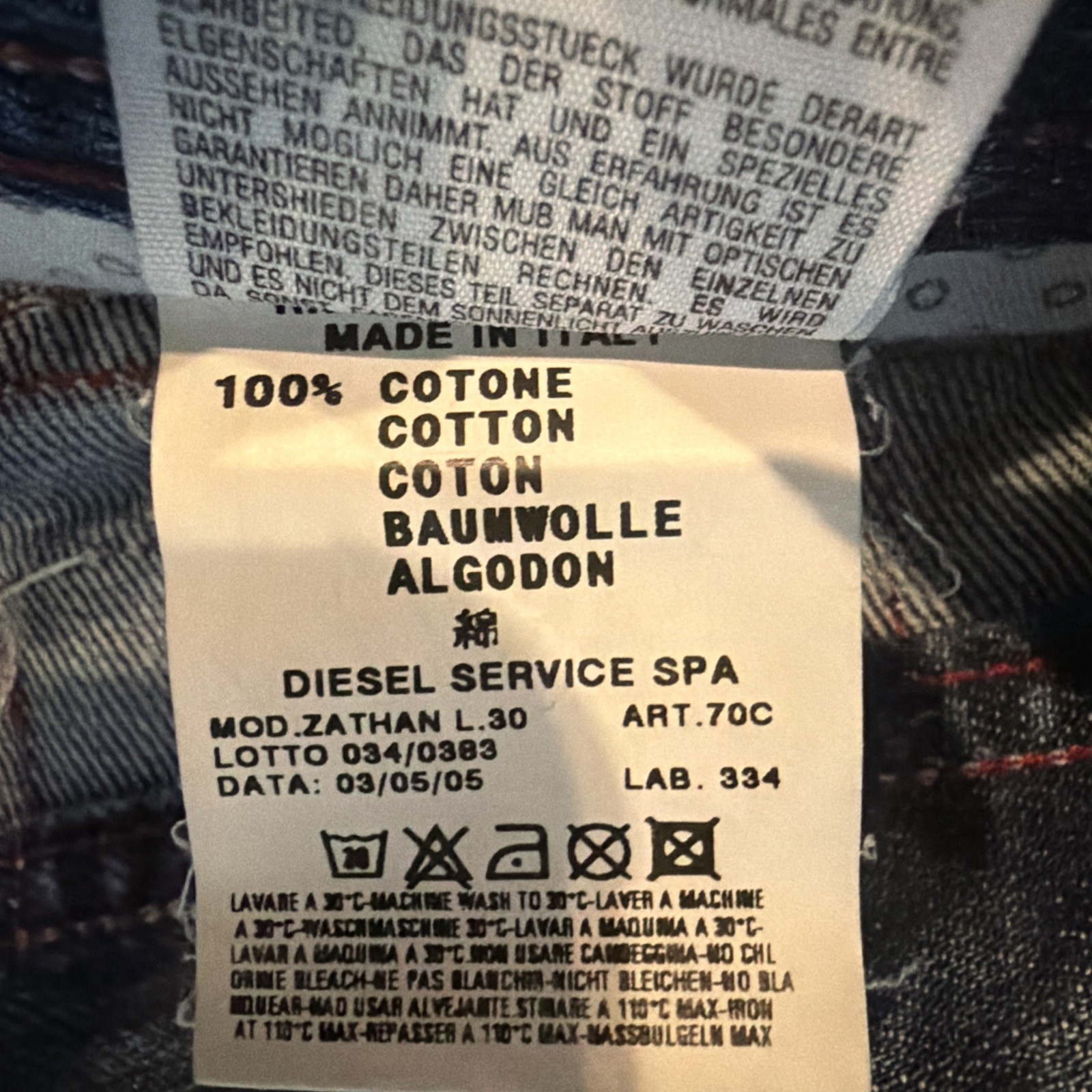 Diesel Zathan 2005 VINTAGE RARE Bootcut W31xL30 Wash 70C Original Hem