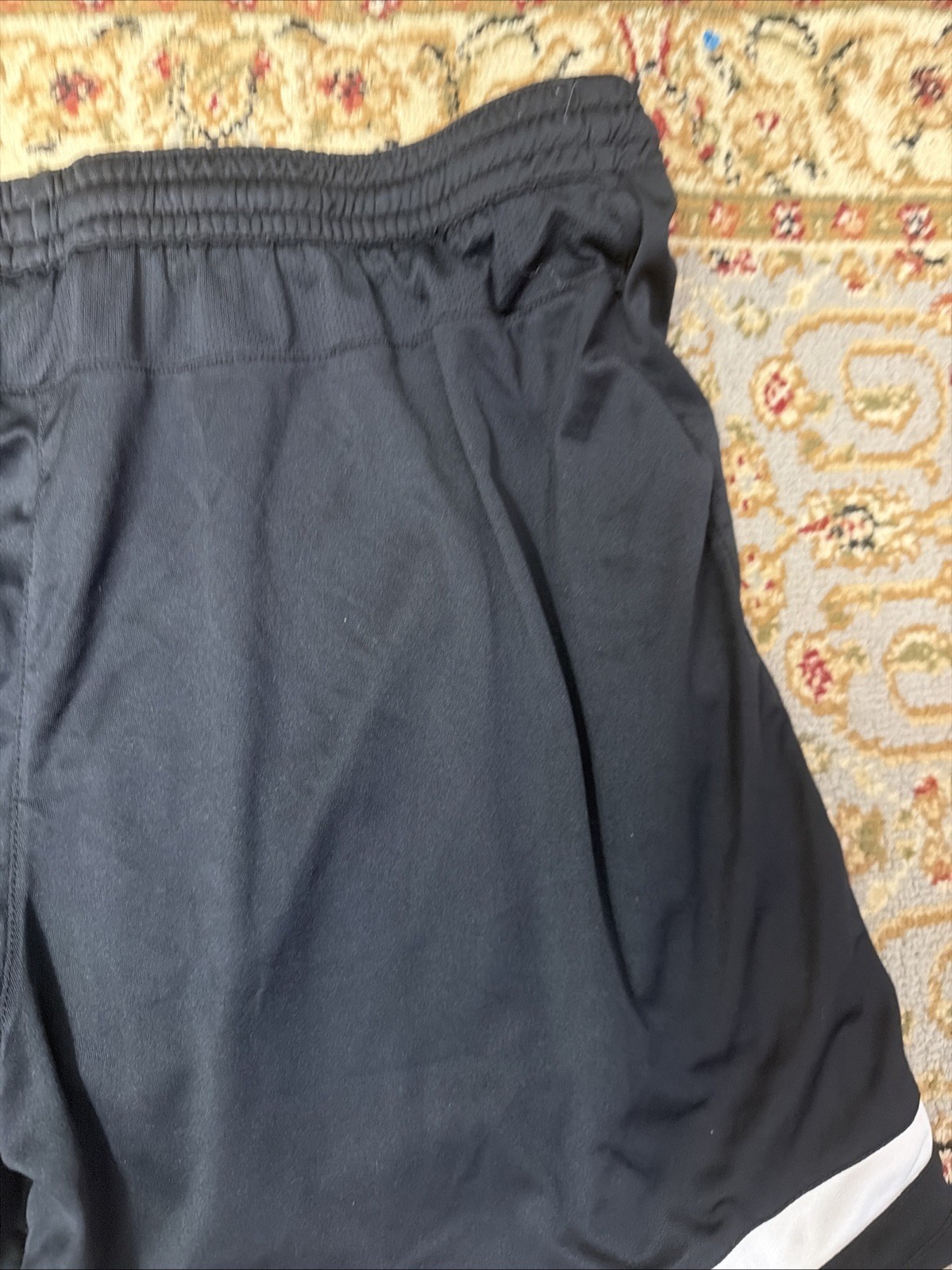 Nike Dri-FIT Men’s Medium Black Soccer Training Shorts White Swoosh 6″ Inseam