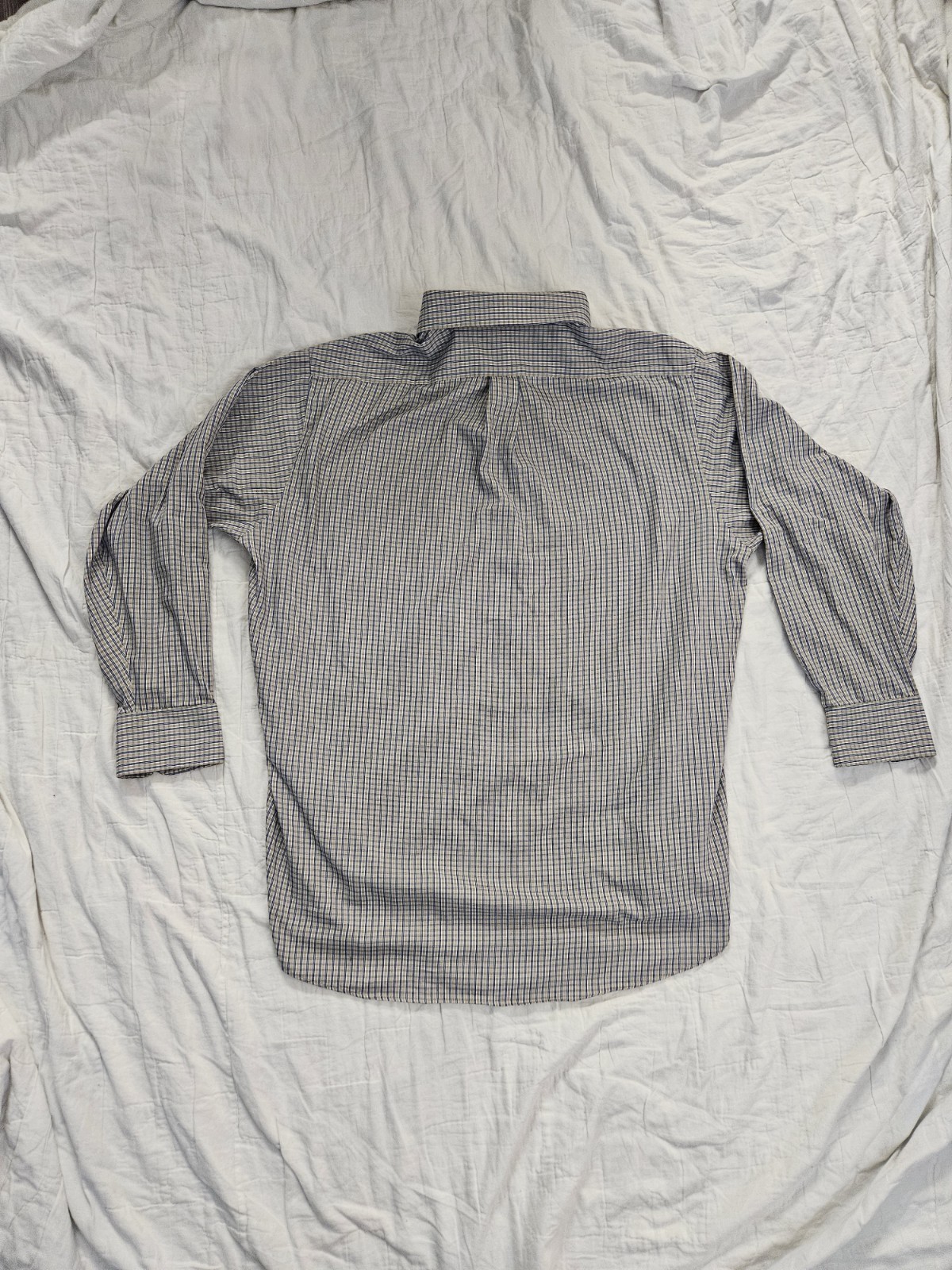 Chaps Mens Dress Shirt 16 16.5 32/33 Classic Fit Twill Plaid Wrinkle Free Blue