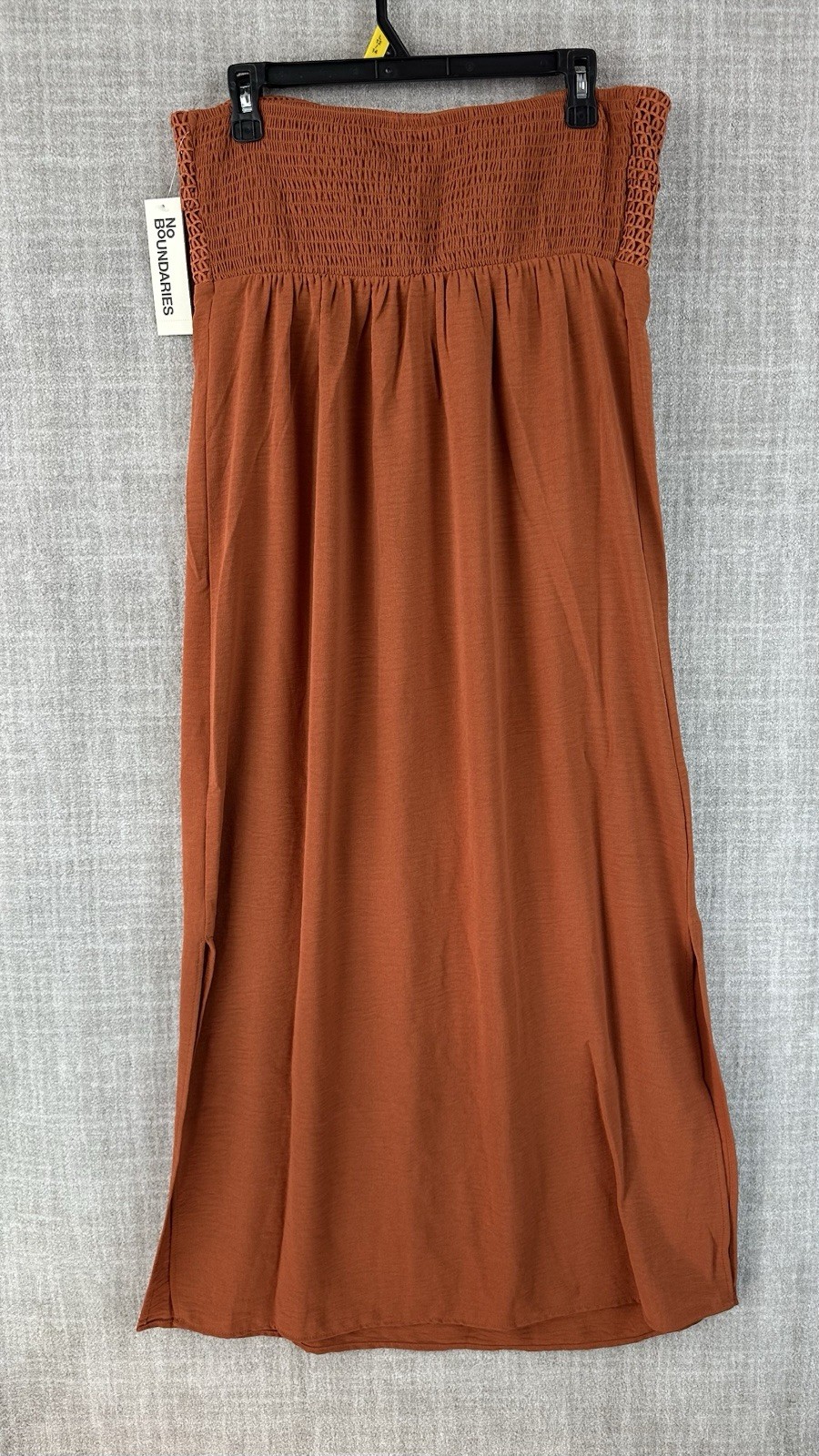 No Boundaries Maxi Dress Womens L (12-14) Saturn Rust Strapless NWT Burnt Orange