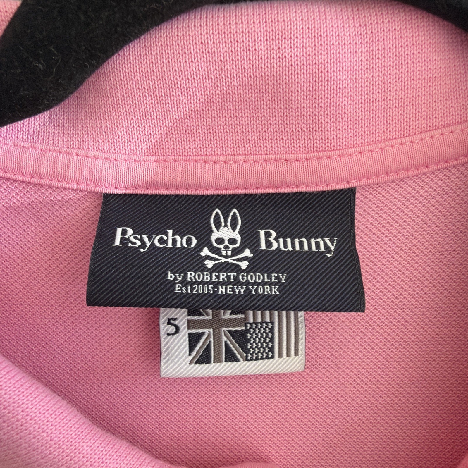 Psycho Bunny Men’s Pink Pima Cotton Polo Shirt Size 5 Medium Embroidered Logo