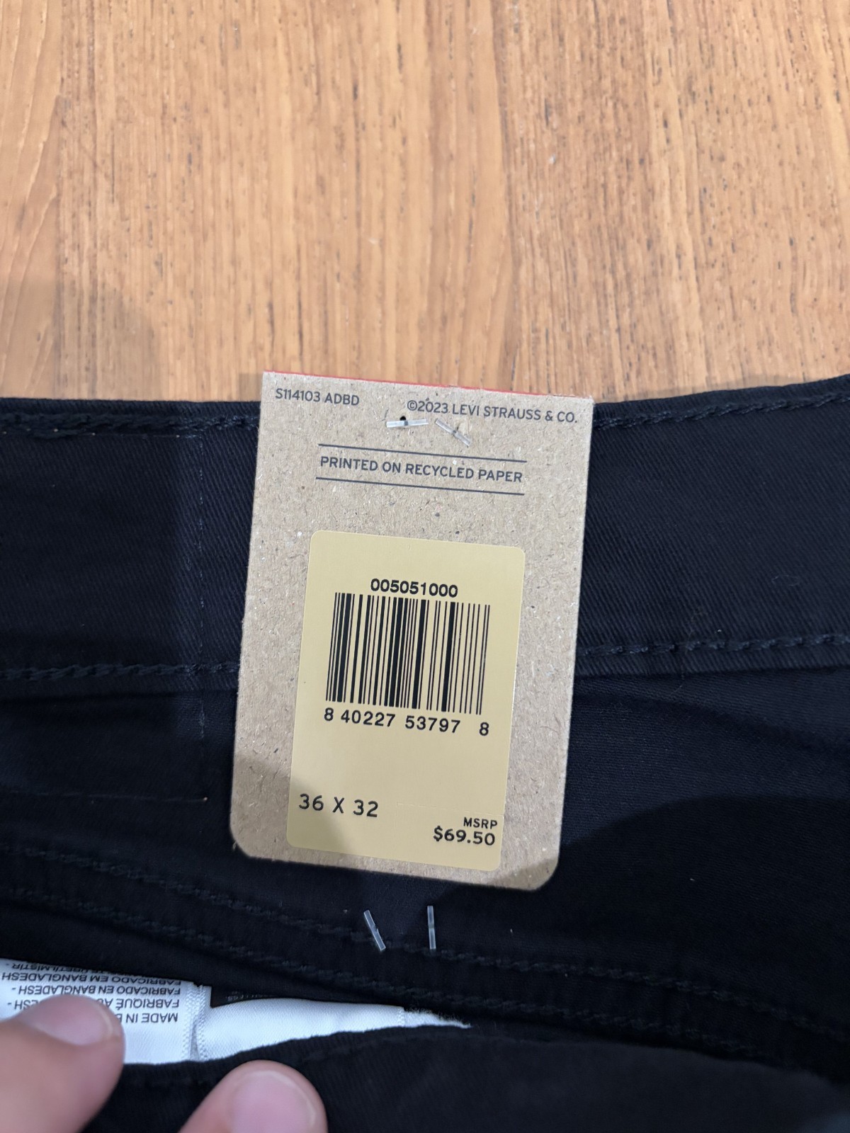 Levis 505 Jeans Men Stretch Regular Fit Zip Black 36×32 98% cotton