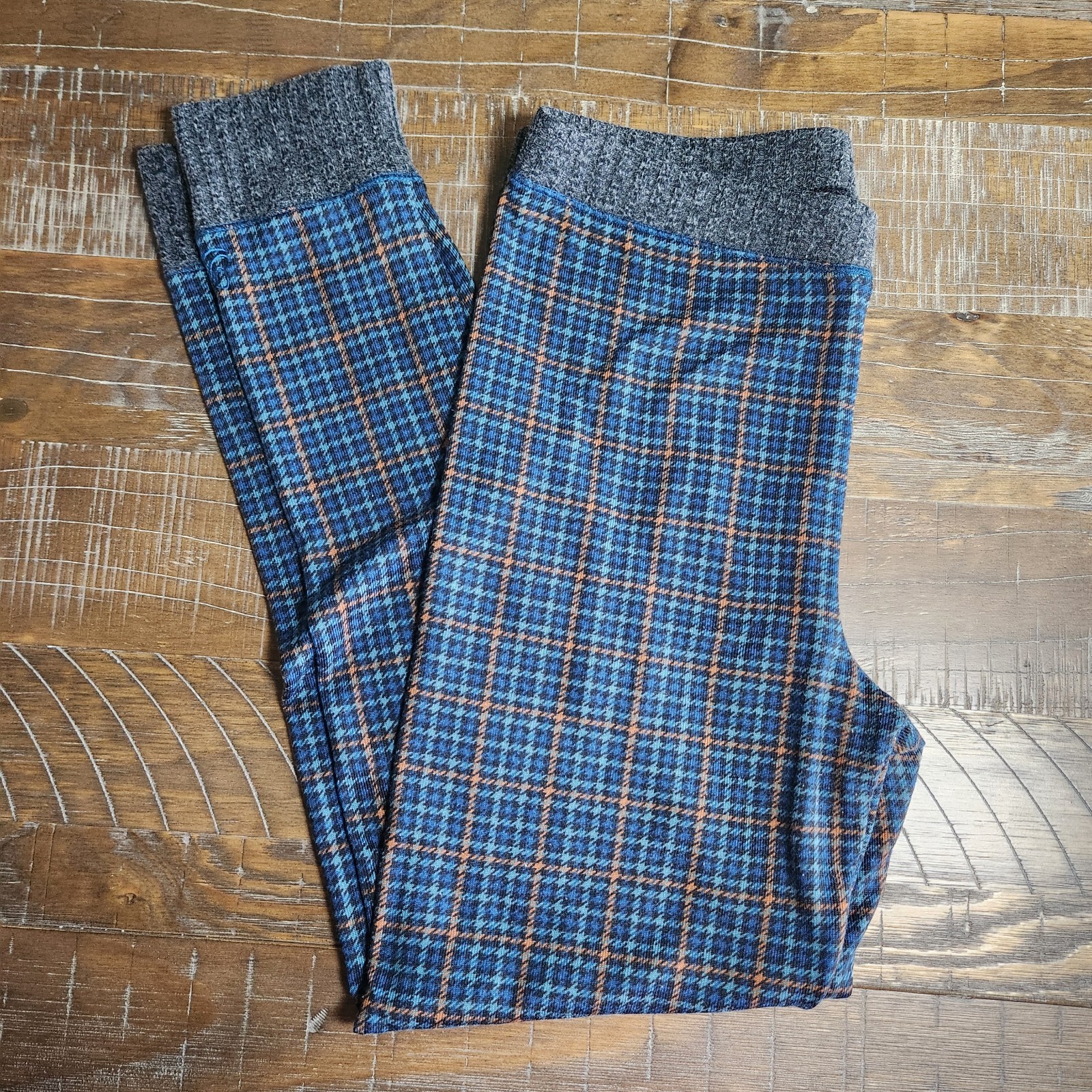 Cuddl Duds Womens Medium Blue Plaid Pajama Lounge Set Softwear Thermal EUC