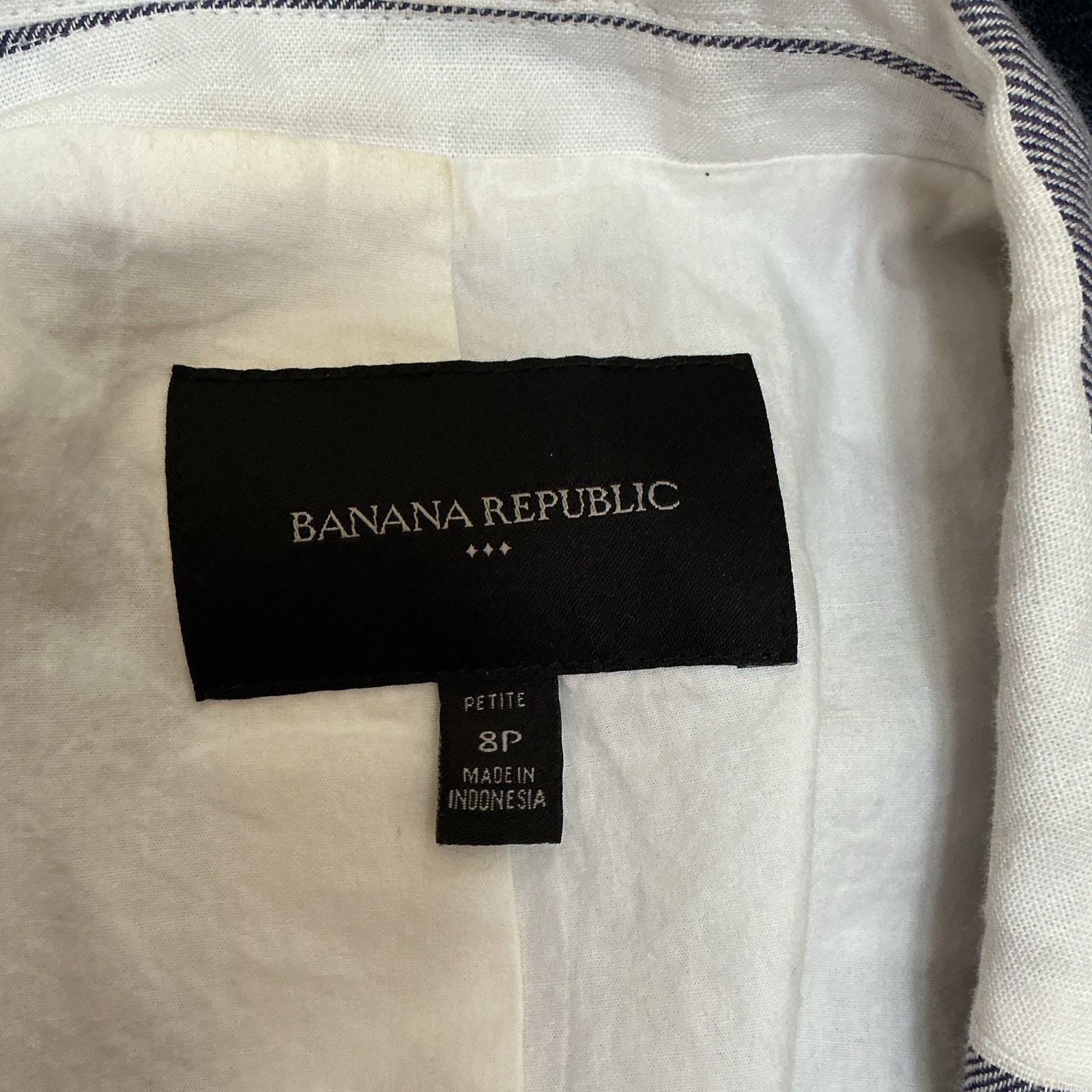 Banana Republic Women’s Blue White Striped Button Front Lined Blazer 8P