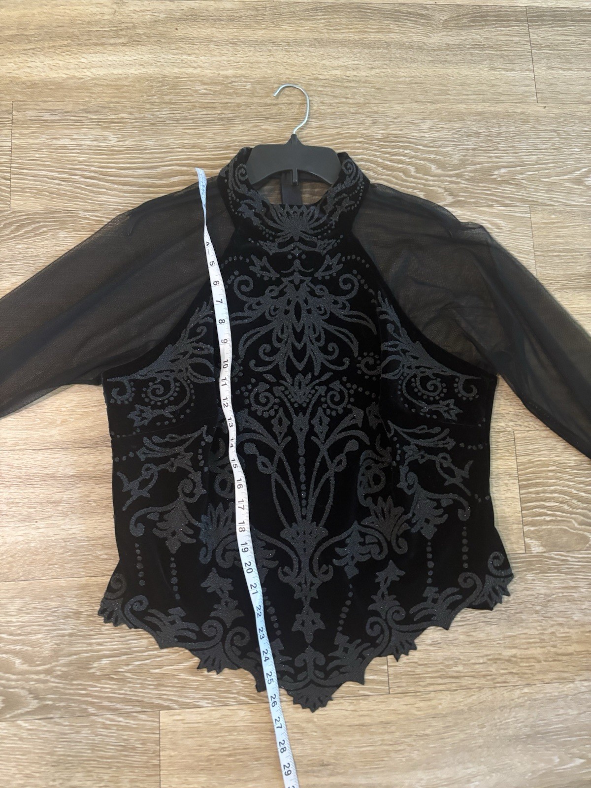 Indie Forest Fairy Gothic Black 2X Velvet Sheer Mesh Baroque Embroidered Blouse