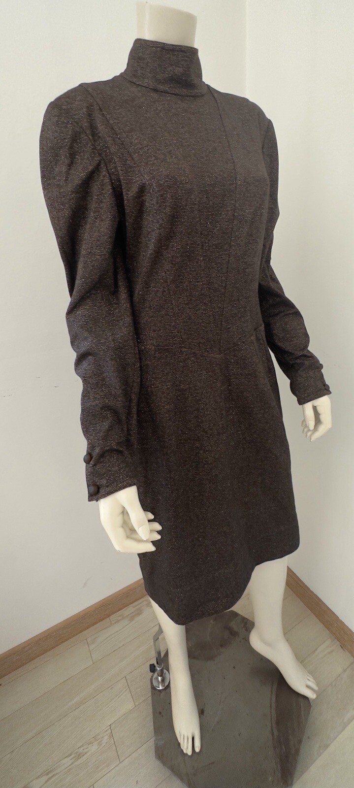 FENDI Short Mini Dress Brown Lurex Cotton Vintage 80s IT48 – L /XL Rare Italy FF