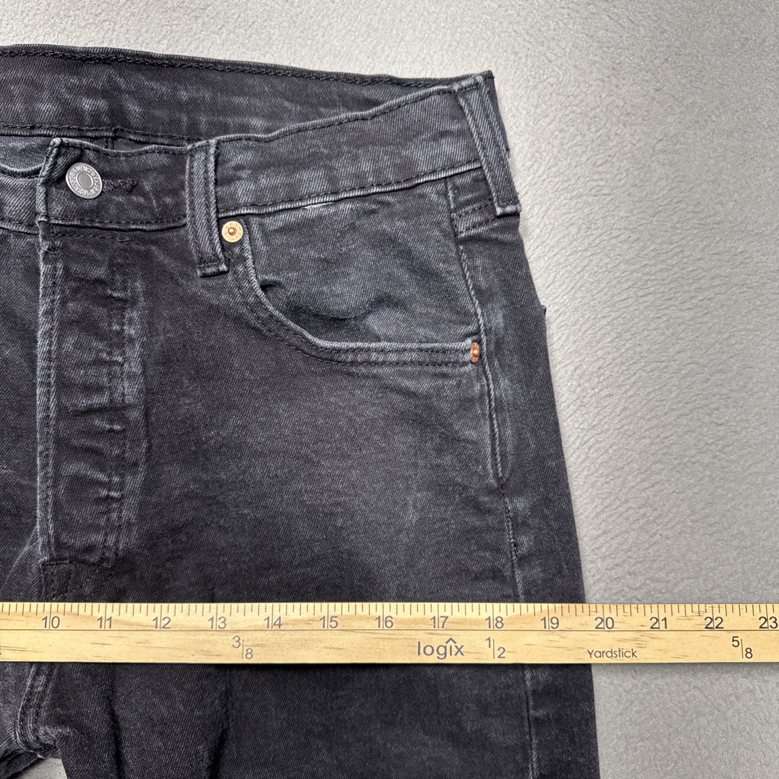 Levis 501 Jeans Men 34×30 (32×29) Black Straight Faded Distressed Gothic Denim