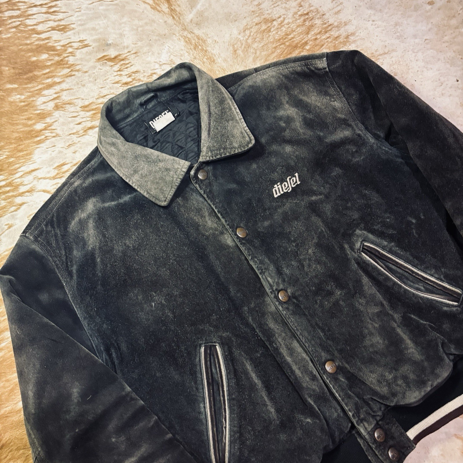 Diesel Suede Bomber Jacket Old German Size L Excellent Condition