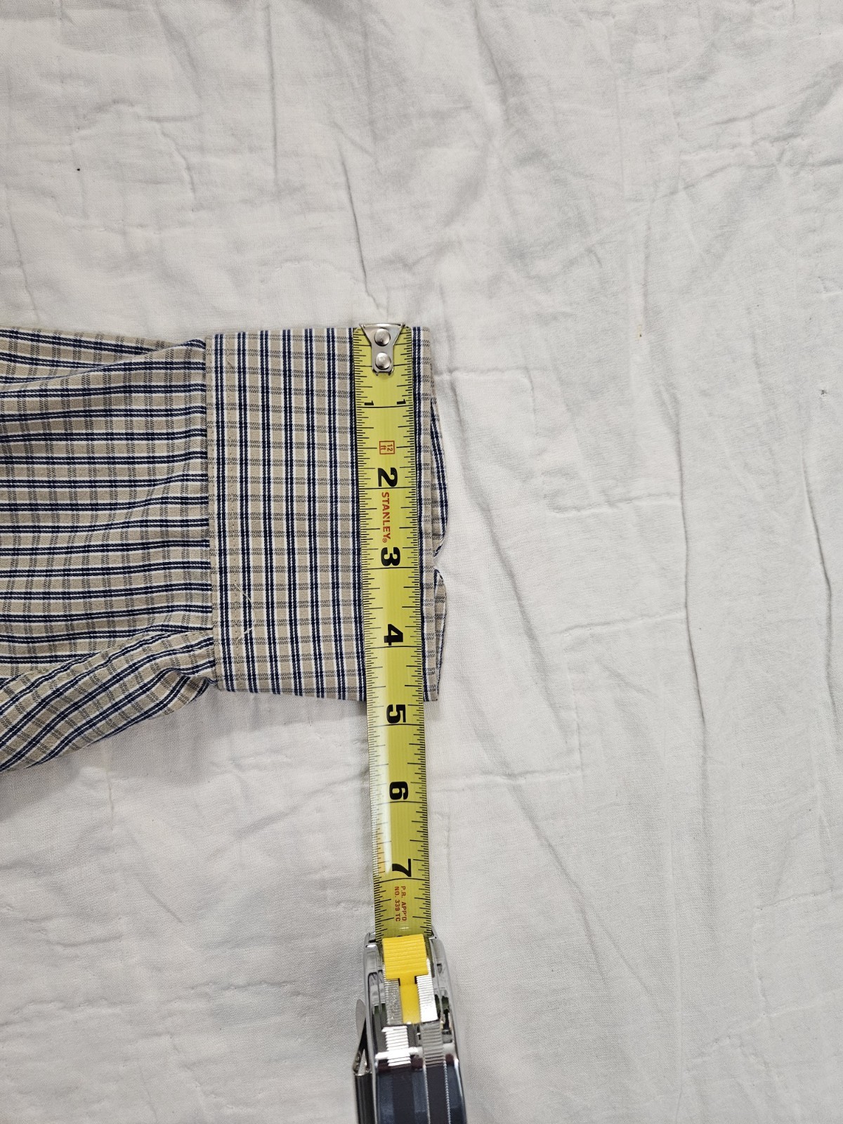 Chaps Mens Dress Shirt 16 16.5 32/33 Classic Fit Twill Plaid Wrinkle Free Blue
