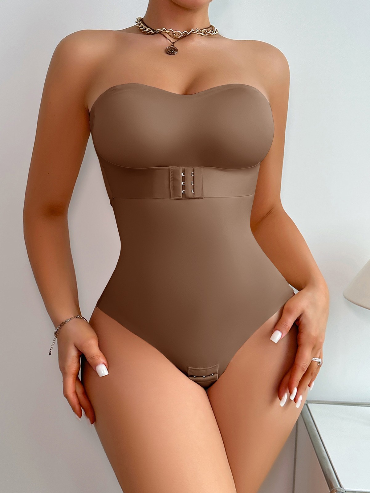 Ladies Bodysuit Adjustable Invisible Straps Anti-Slip Strip Tummy & Waist Shape