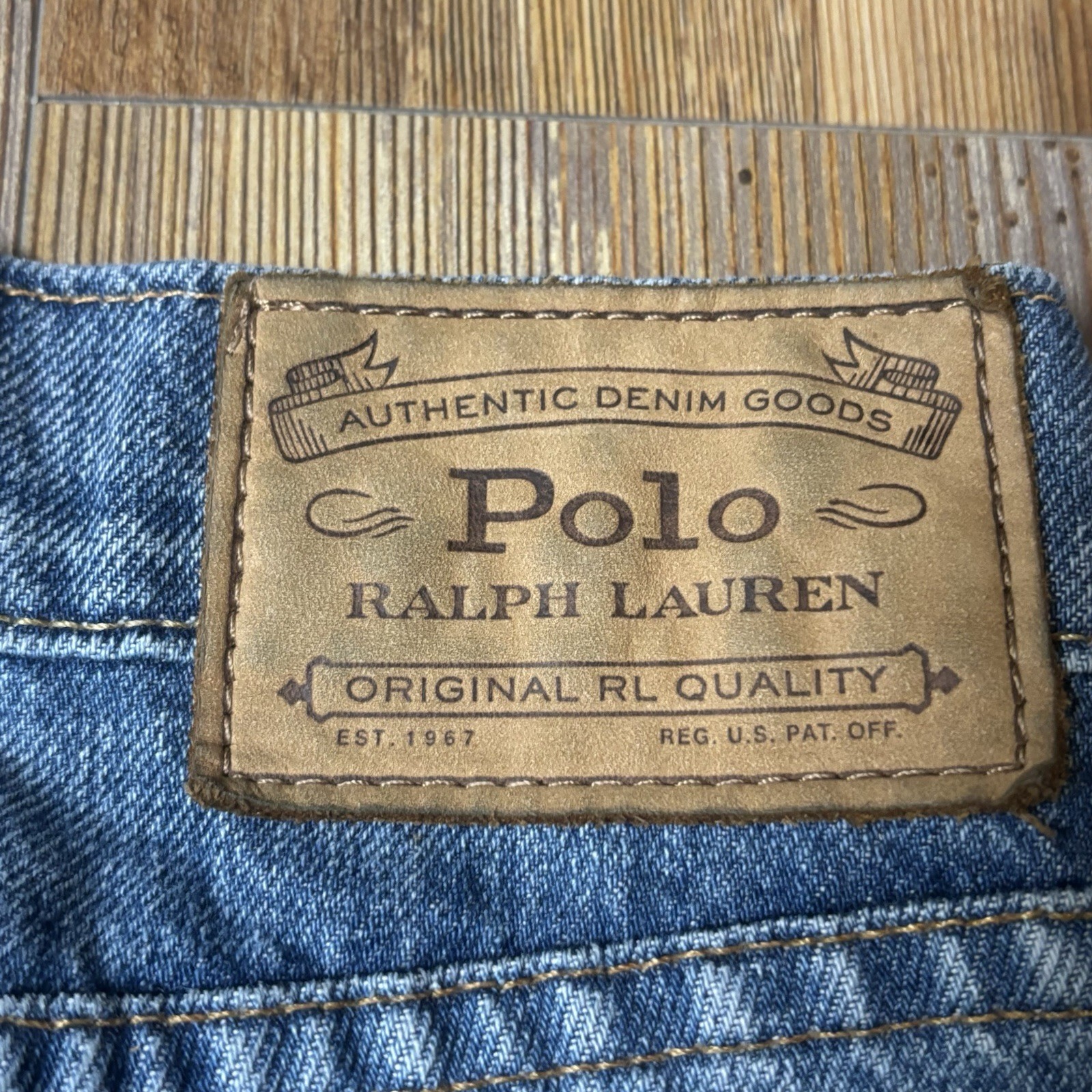 Polo Ralph Lauren Men’s The Sullivan Slim Patchwork Distress Blue Jeans 34×34