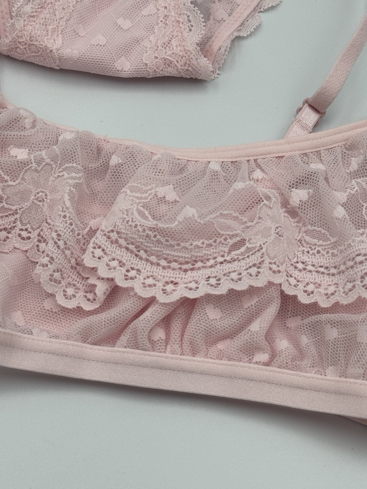 Wild Fable Lace Heart Bralette & Panty Lingerie Set – XXS – XXL Brown & Pink NWT