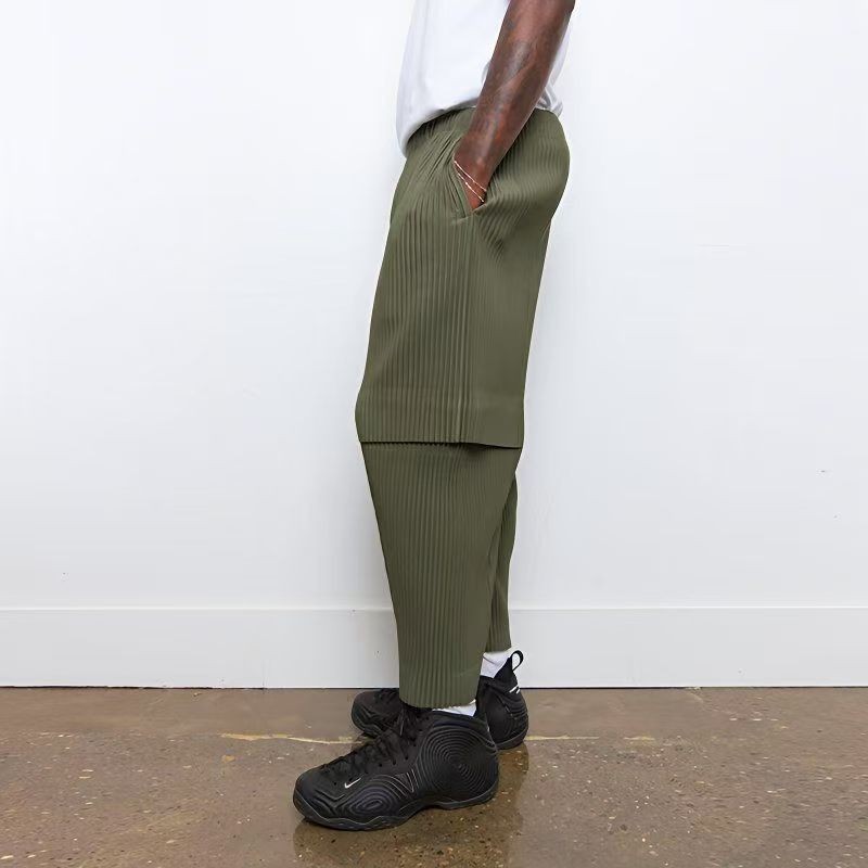 Homme Plisse ISSEY MIYAKE Straight Leg Black Casual Pants NOB JP [DDP]
