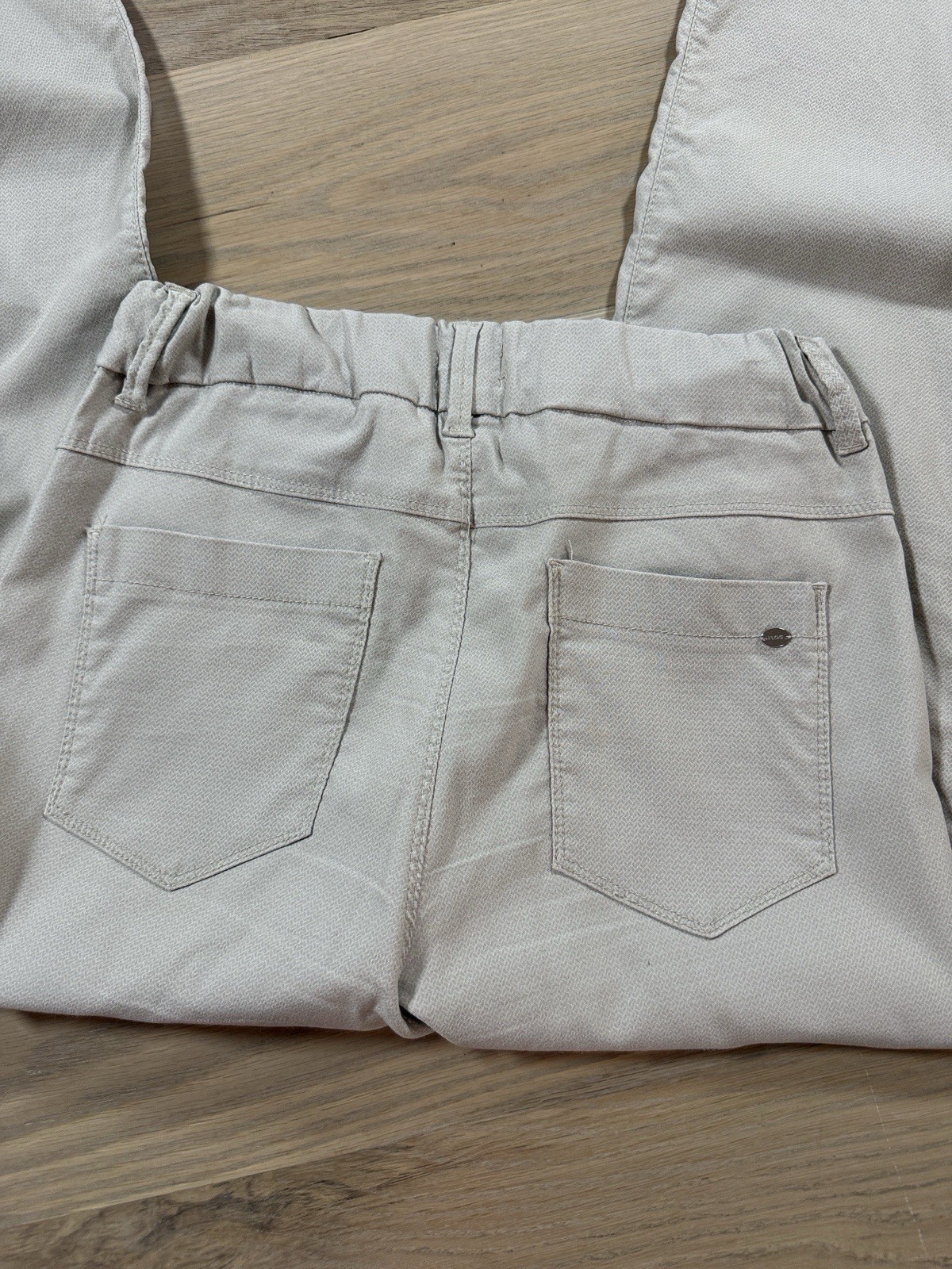 Flog Beige Twill Slim Straight Leg Mid Rise Pants Pockets Zip 28″ Inseam