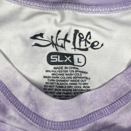 Salt Life SLX Performance Long Sleeve Shirt Womens L Purple Tie Dye NWT