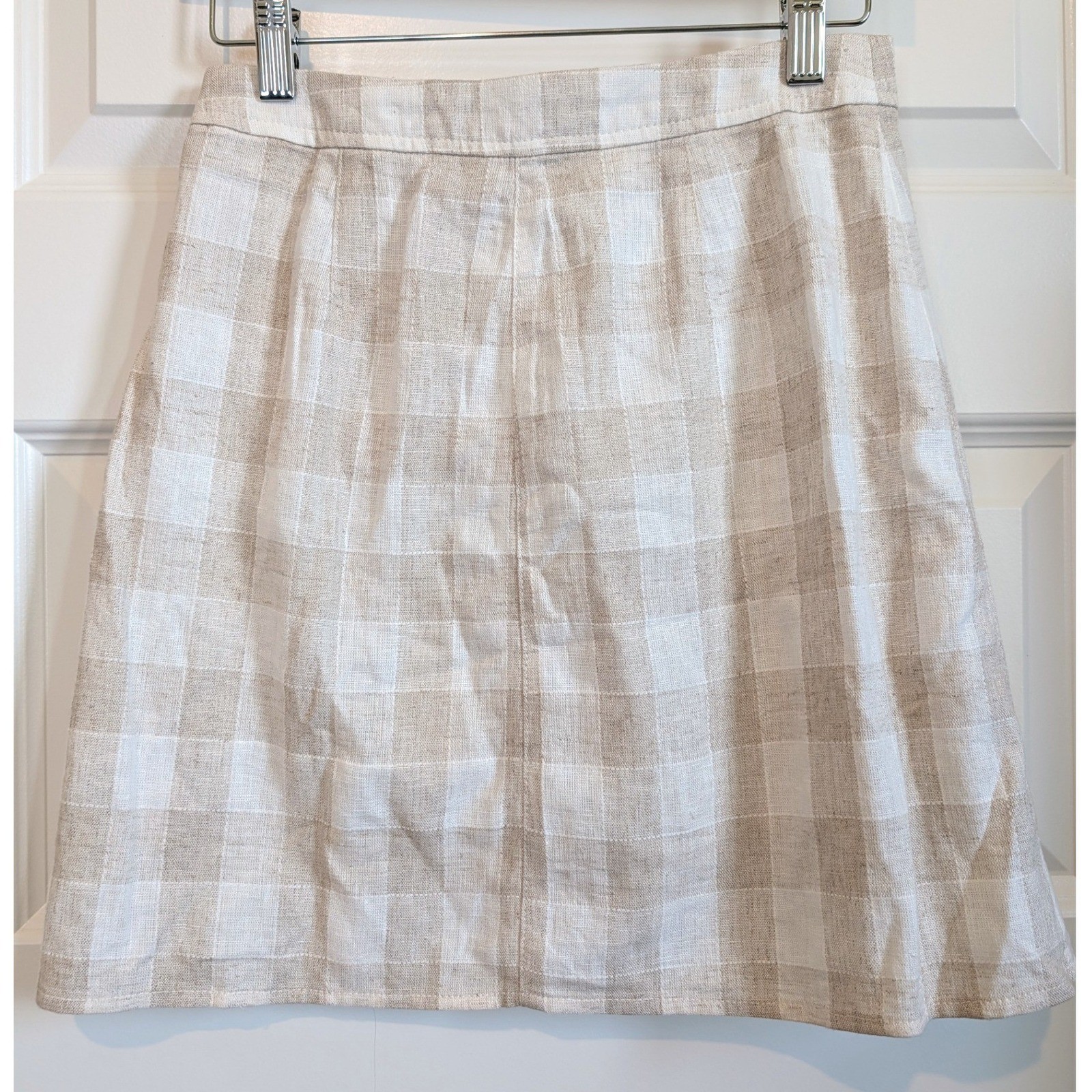 Madewell Gingham Linen Blend Mini Skirt