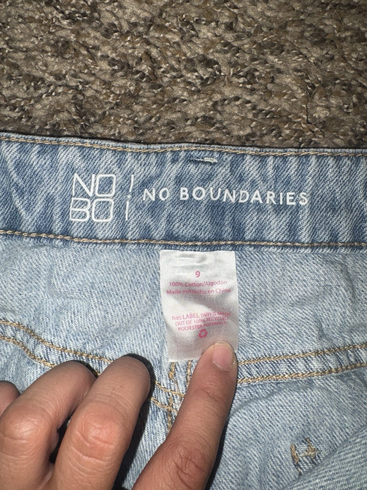 No Boundaries Women’s Light Wash Blue Distressed Straight Jeans 5-Pocket Cotton