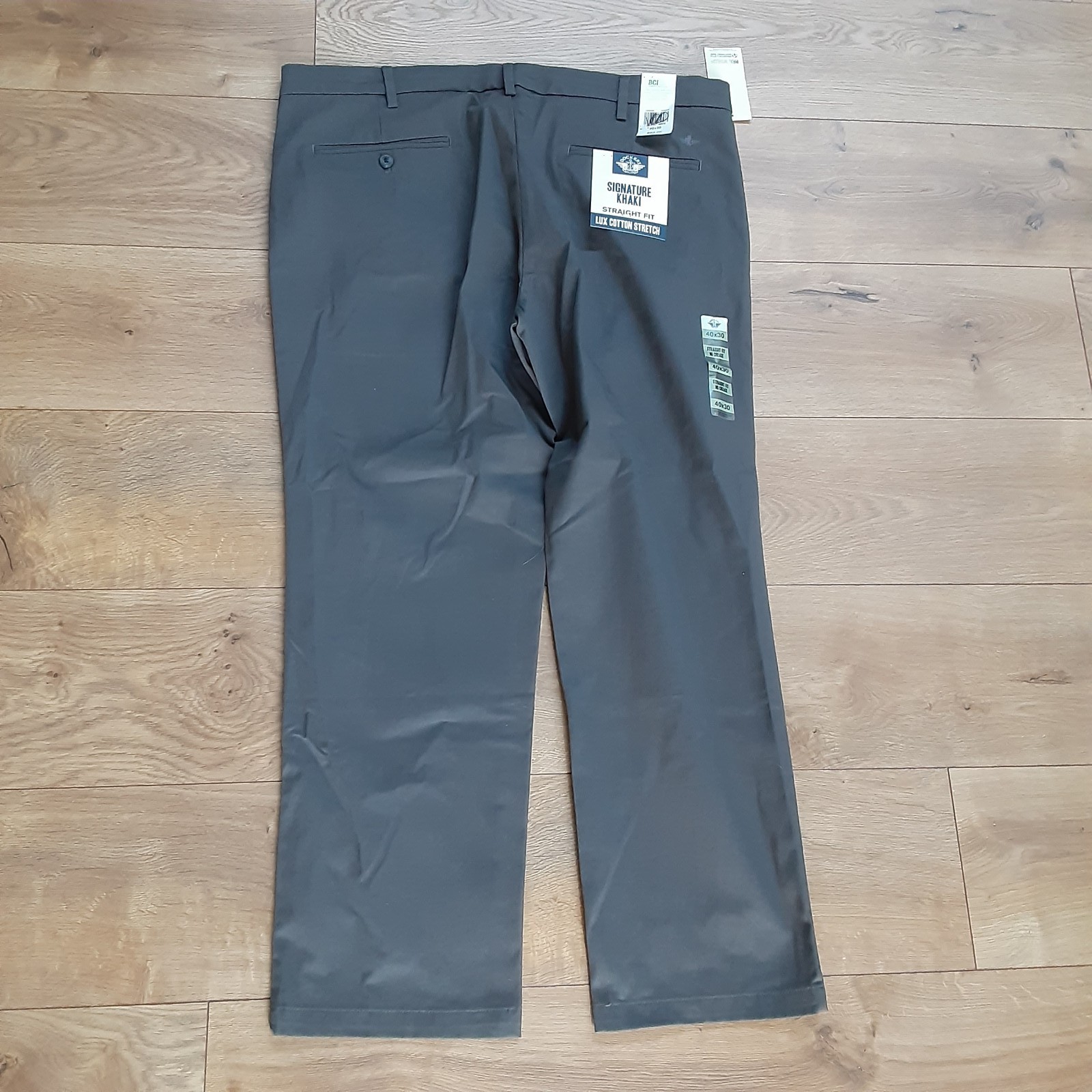 Dockers Mens Straight Fit Signature Khaki Lux Cotton Stretch Pant Gray 40X30 New