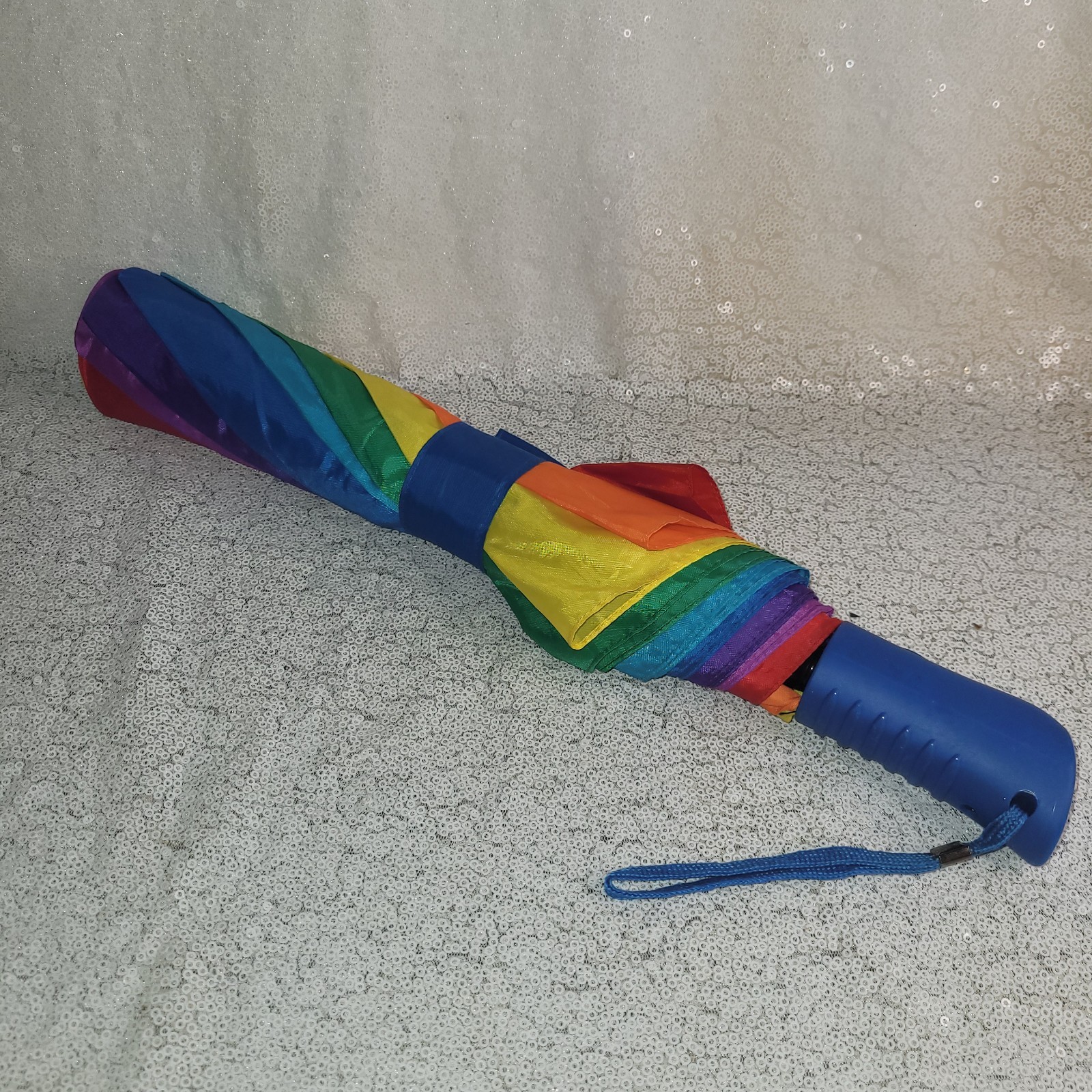 NEW ESSEX MFG Rainbow Umbrella Canopy Push Button Open Gay Lesbian Pride