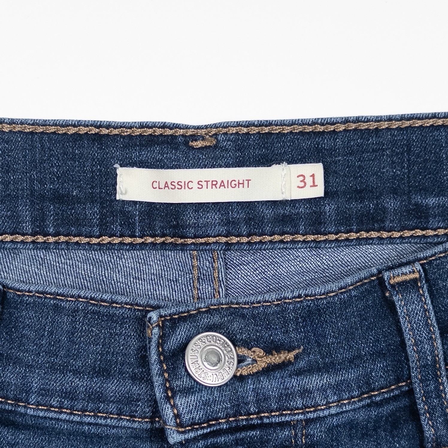 Levis Jeans Womens 31 Blue Classic Straight Leg Stretch Medium Wash Denim Casual