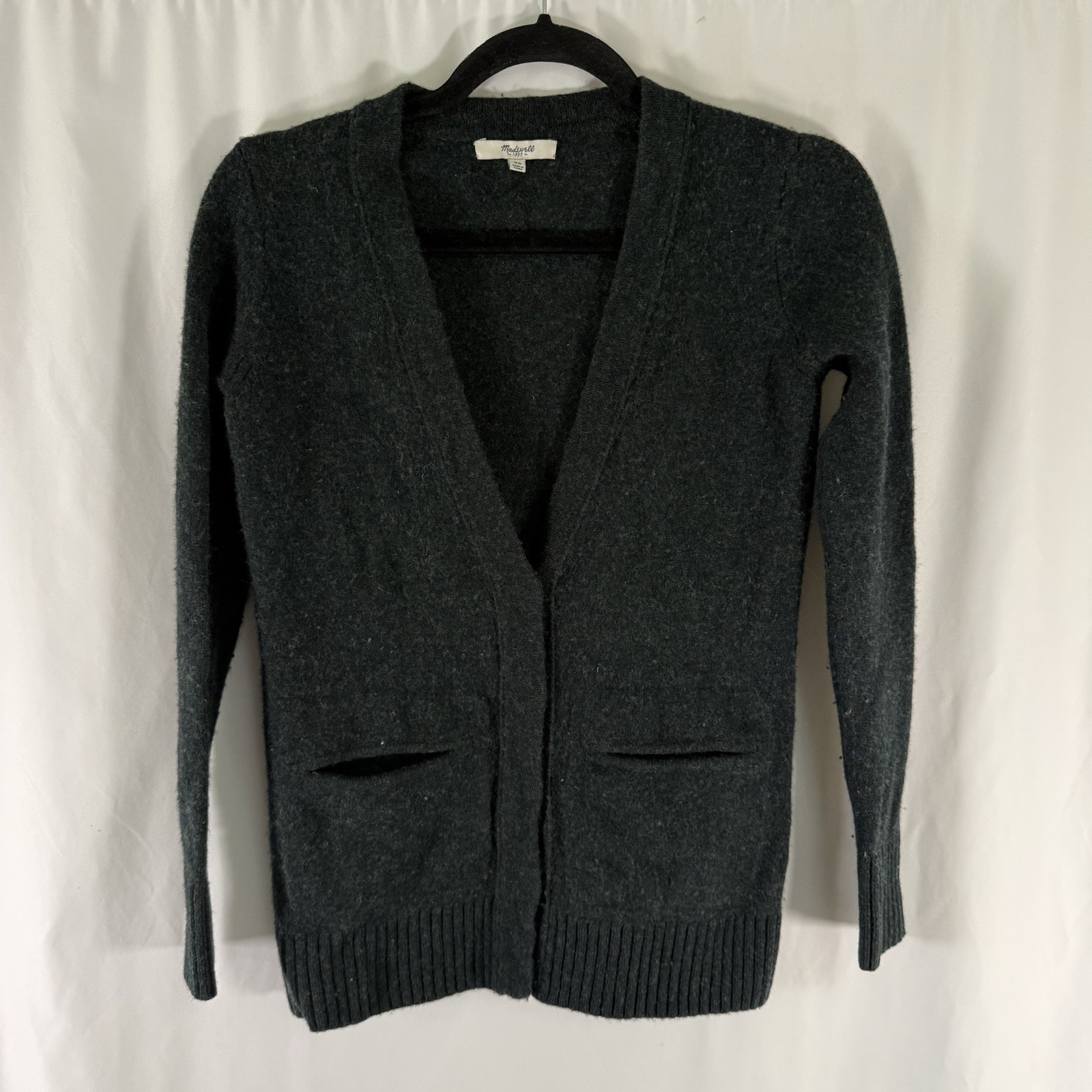 Madewell 100% Merino Wool Cardigan Sweater Women’s XS Green Button Up VNeck