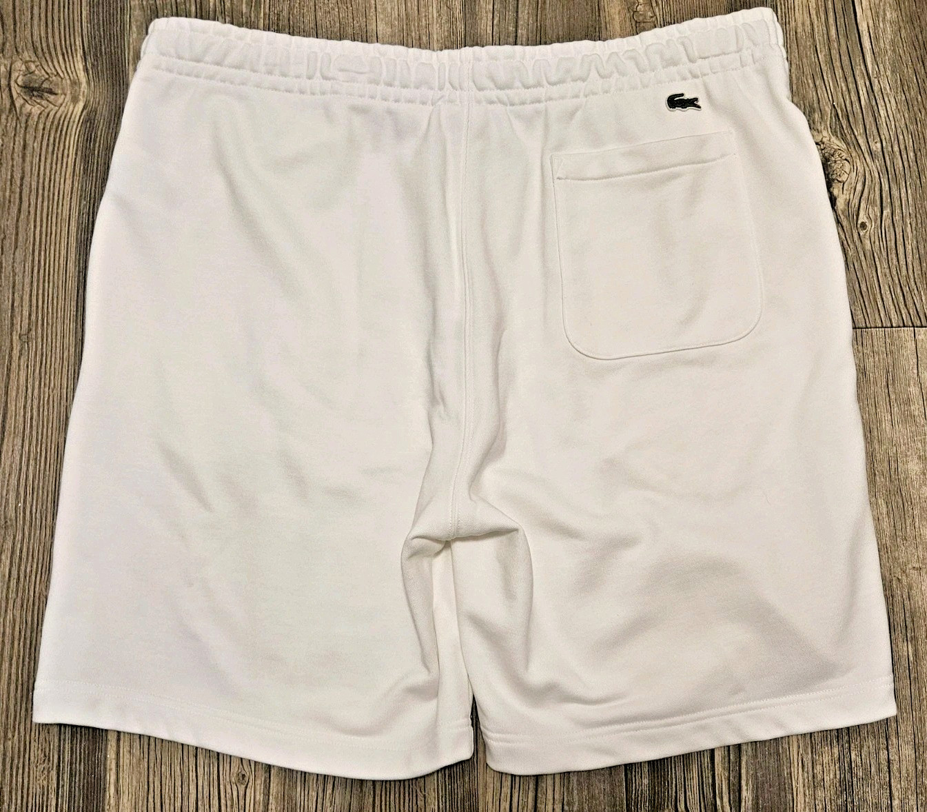 Lacoste Graphic Print Logo Cotton Fleece Croc Shorts White Blue Men’s Sz XL NEW