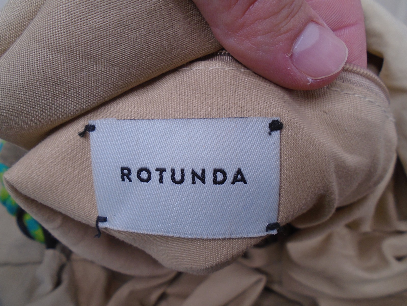 Rotunda Sant Hobo Bag Beige Green Nylon Polyester Shoulder Drawstring